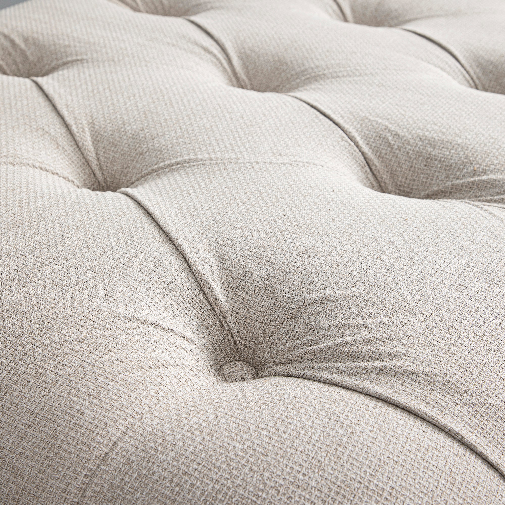 Portland Single Buttoned Fold-Out Bed in Ottoman, Beige Woven Fabric - Image 16