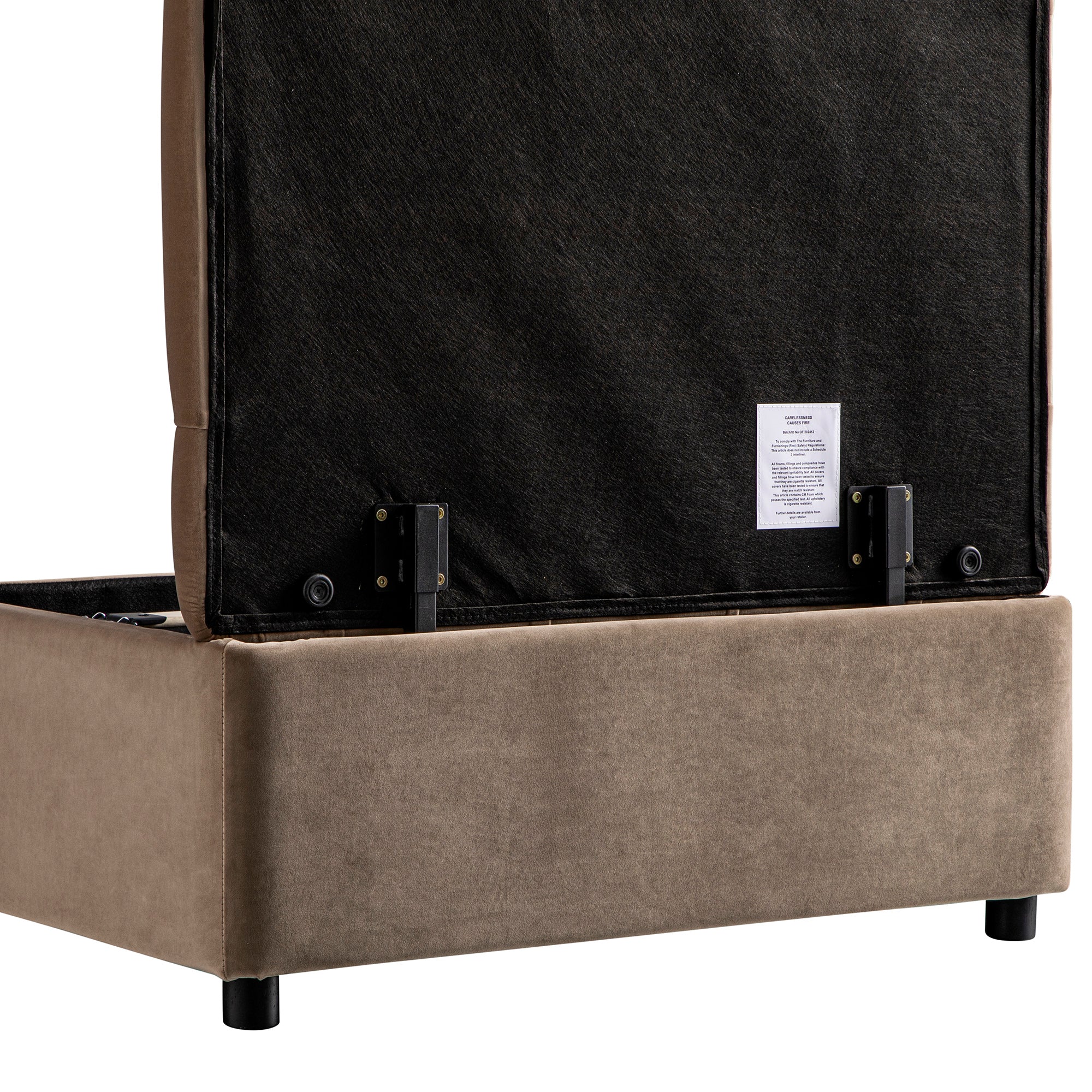 Portland Single Buttoned Fold-Out Bed in Ottoman, Mink Velvet - Image 21