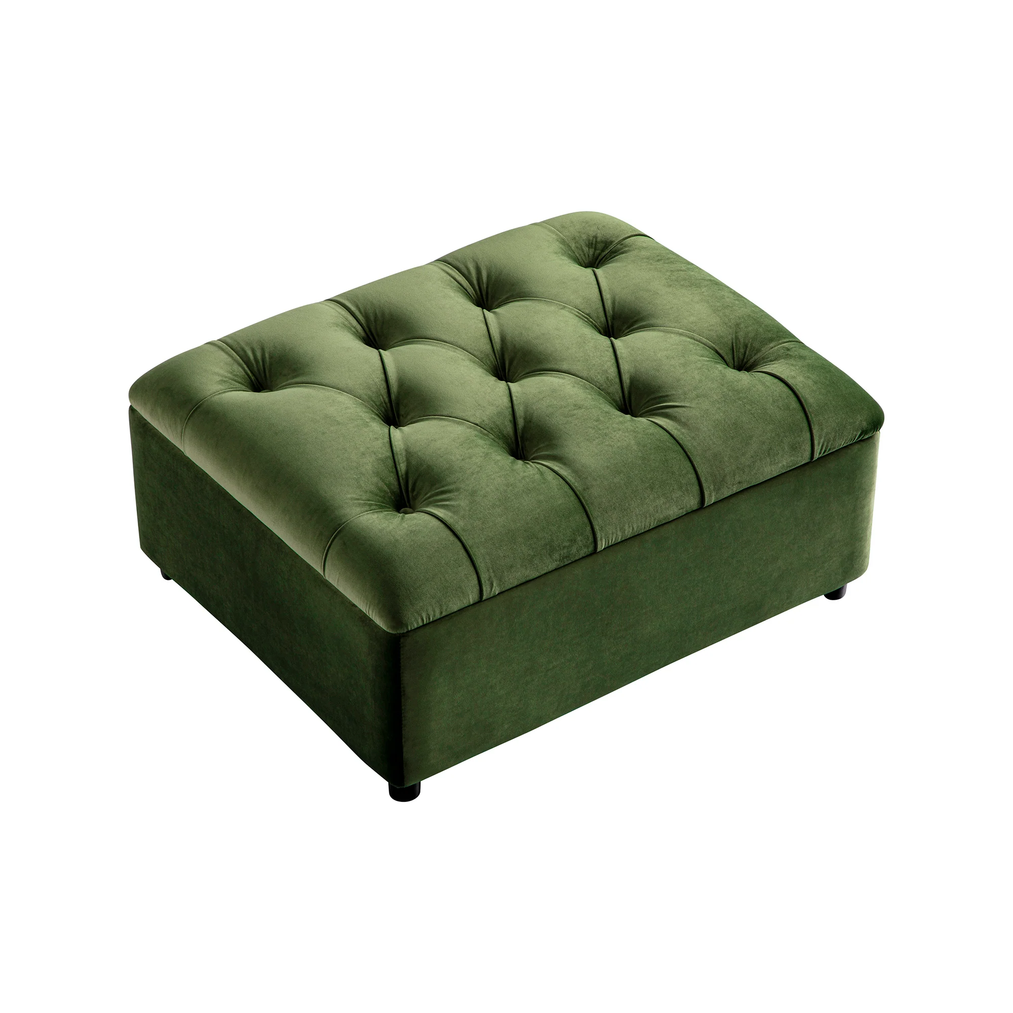 Portland Single Buttoned Fold-Out Bed in Ottoman, Moss Green Velvet - Image 15