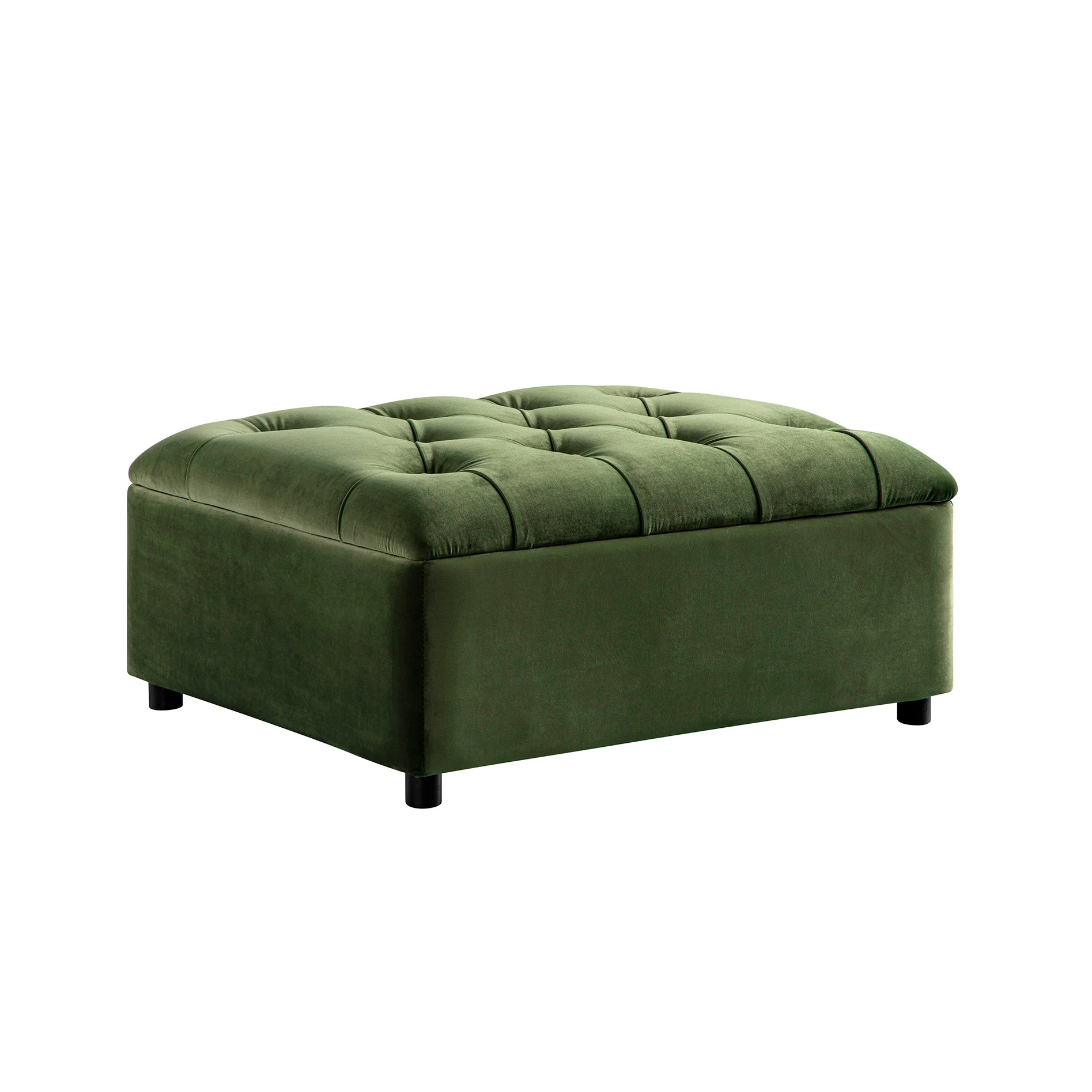 Portland Single Buttoned Fold-Out Bed in Ottoman, Moss Green Velvet - Image 8