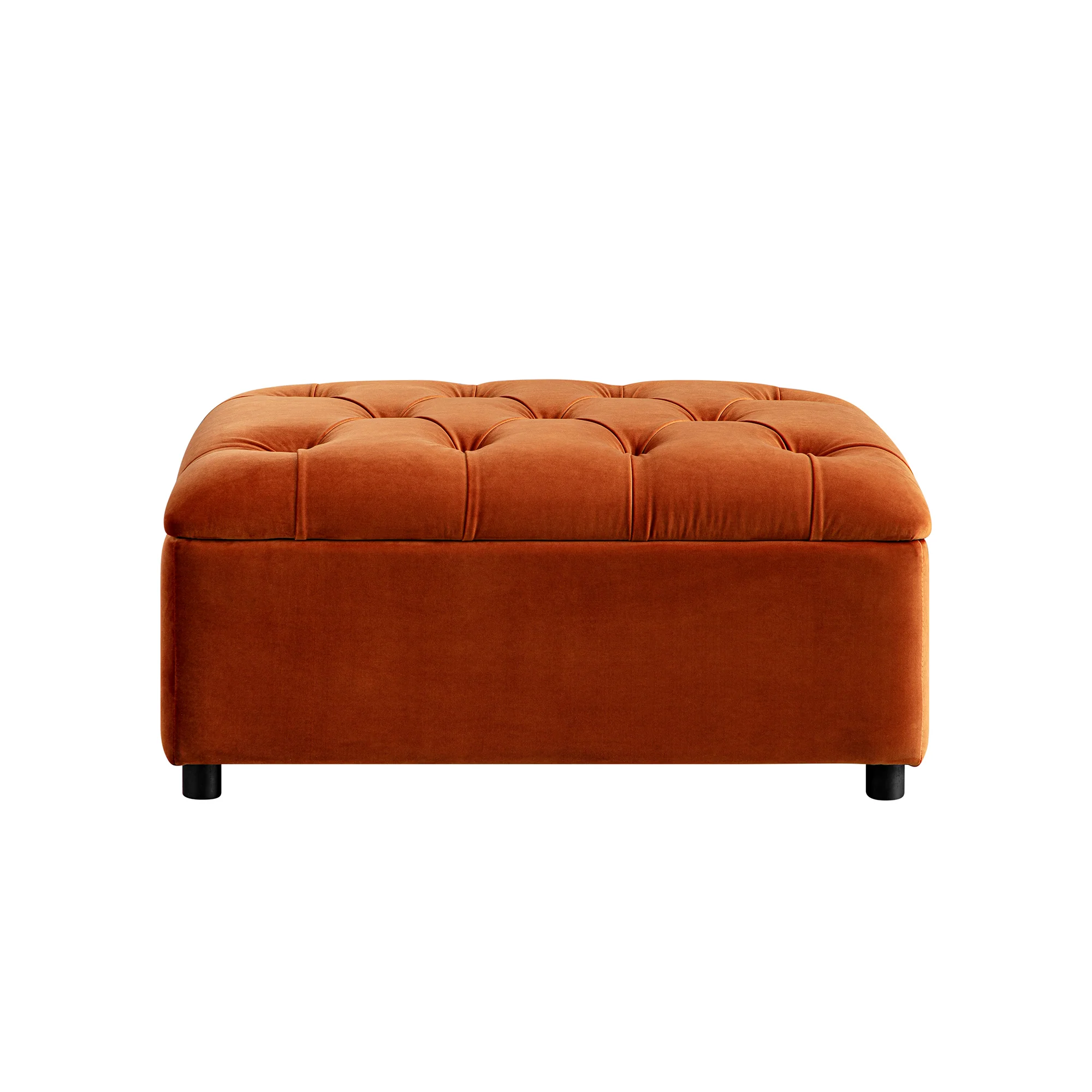 Portland Single Buttoned Fold-Out Bed in Ottoman, Rust Velvet - Image 11