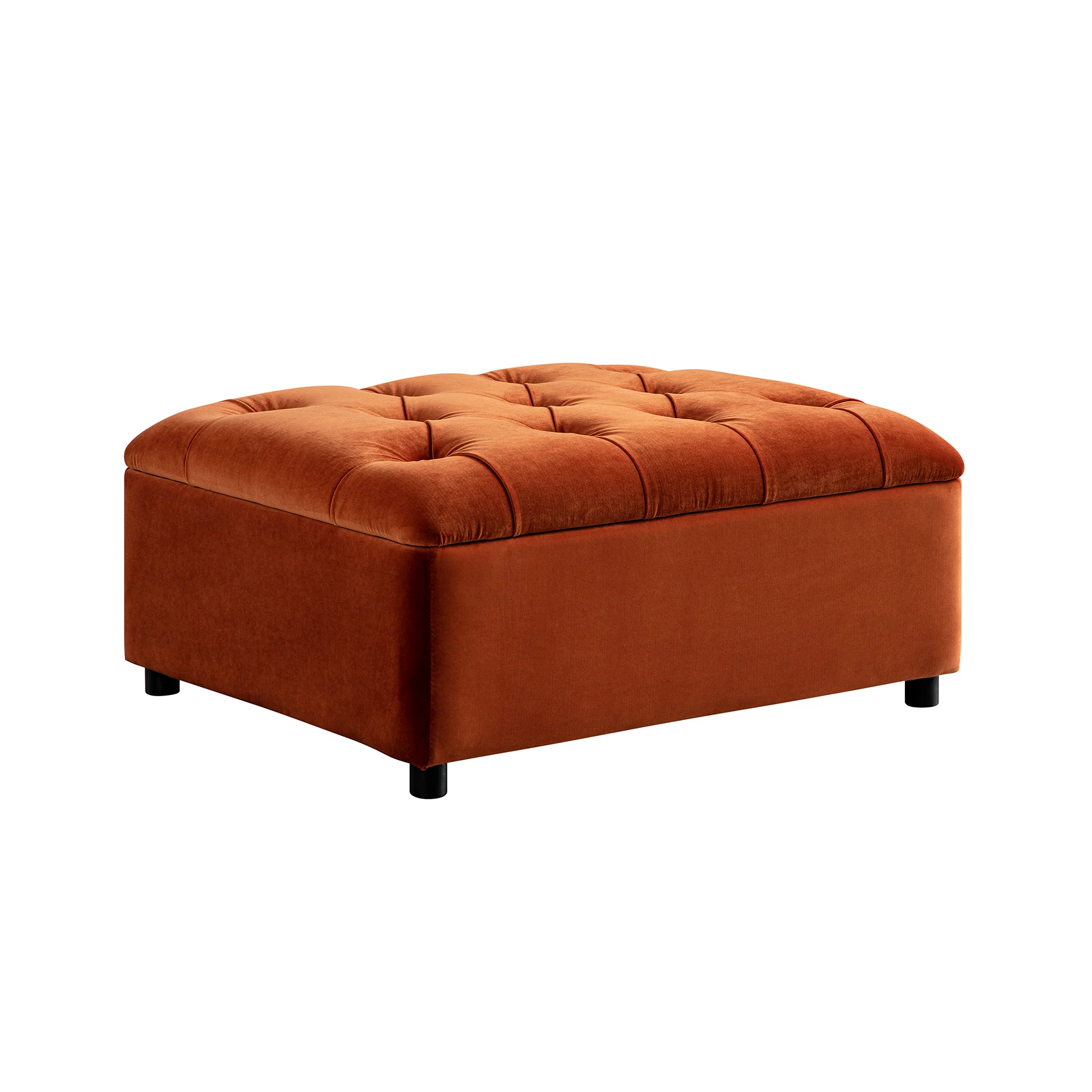 Portland Single Buttoned Fold-Out Bed in Ottoman, Rust Velvet - Image 8