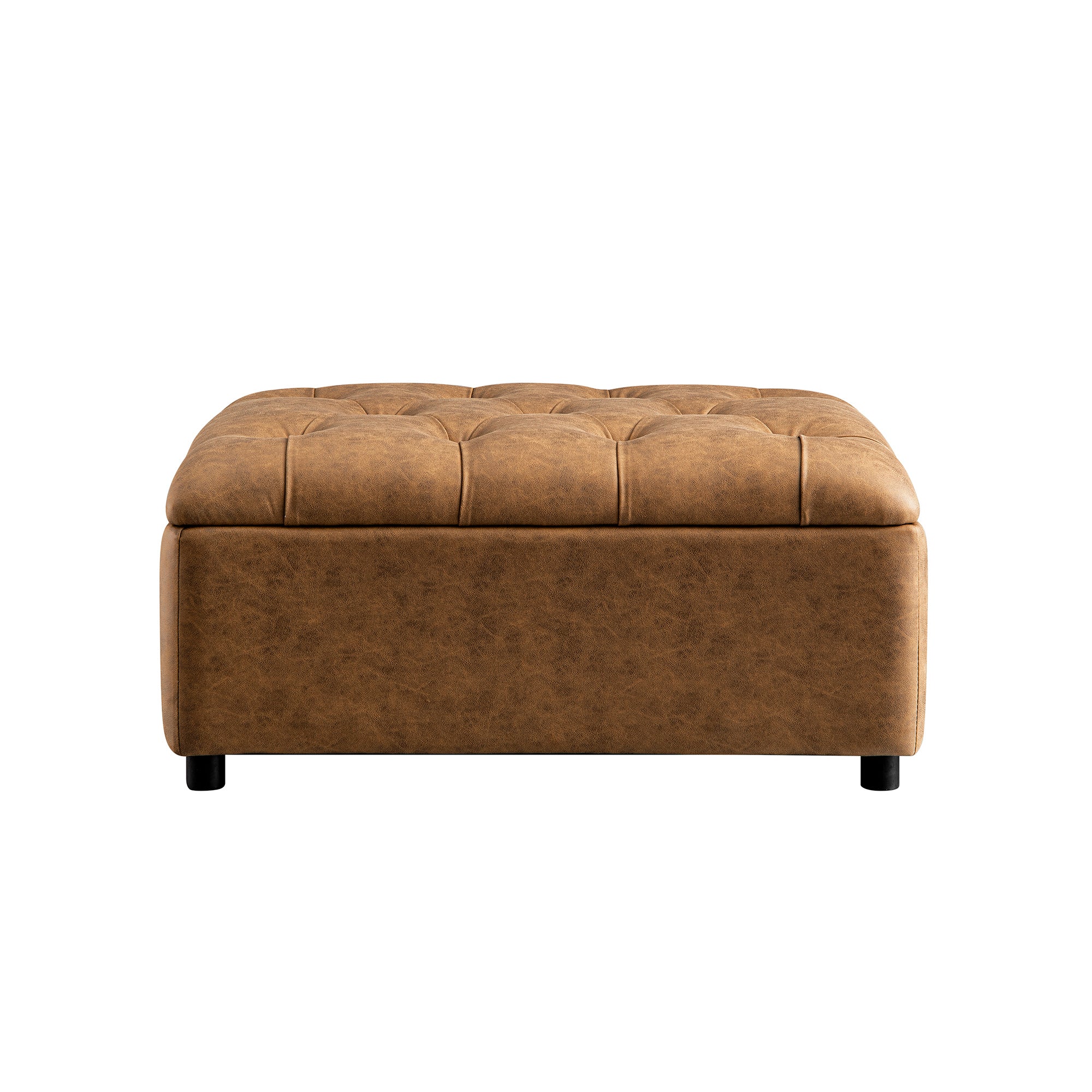 Portland Single Buttoned Fold-Out Bed in Ottoman, Tan Faux Suede - Image 12