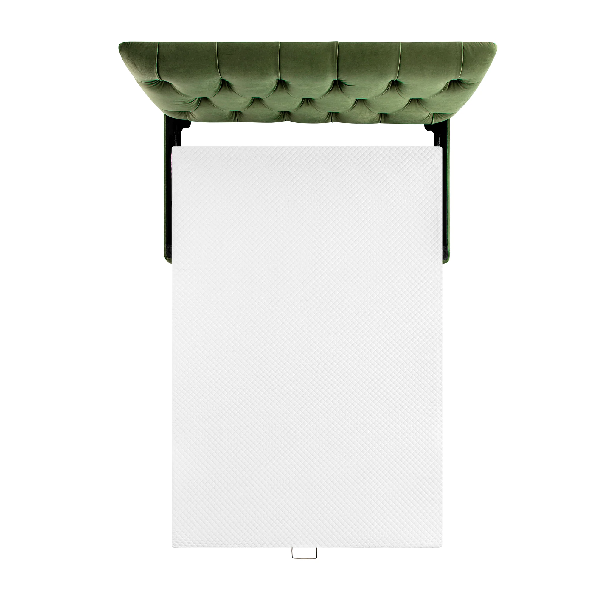 Portland Small Double Buttoned Fold-Out Bed in Ottoman, Moss Green Velvet - Image 14