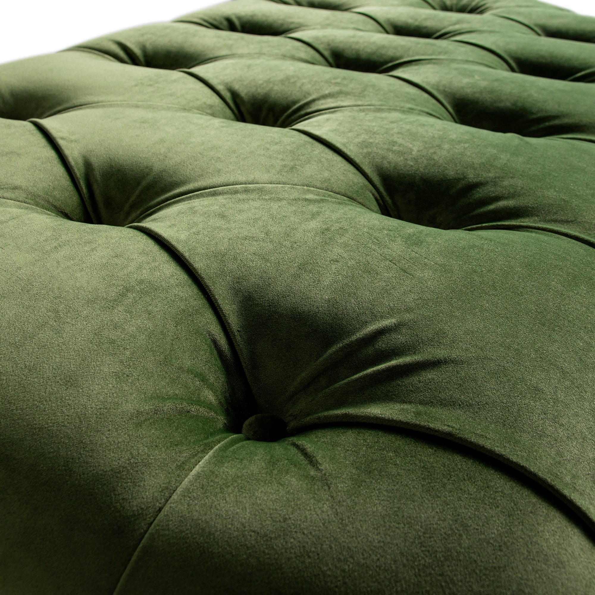 Portland Small Double Buttoned Fold-Out Bed in Ottoman, Moss Green Velvet - Image 16