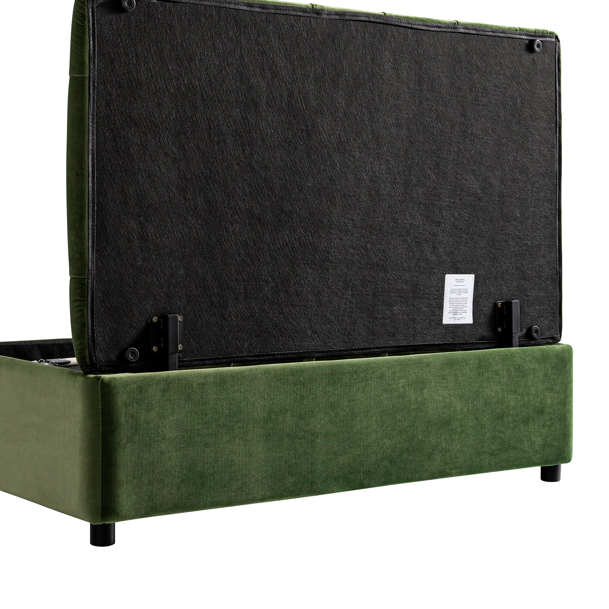 Portland Small Double Buttoned Fold-Out Bed in Ottoman, Moss Green Velvet - Image 19