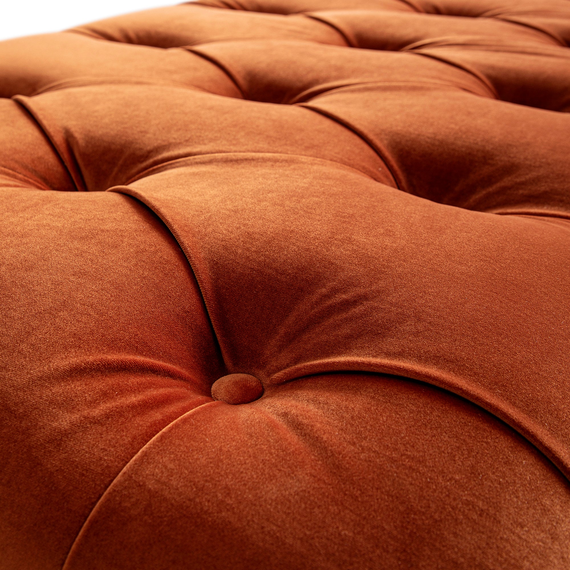 Portland Small Double Buttoned Fold-Out Bed in Ottoman, Rust Velvet - Image 17