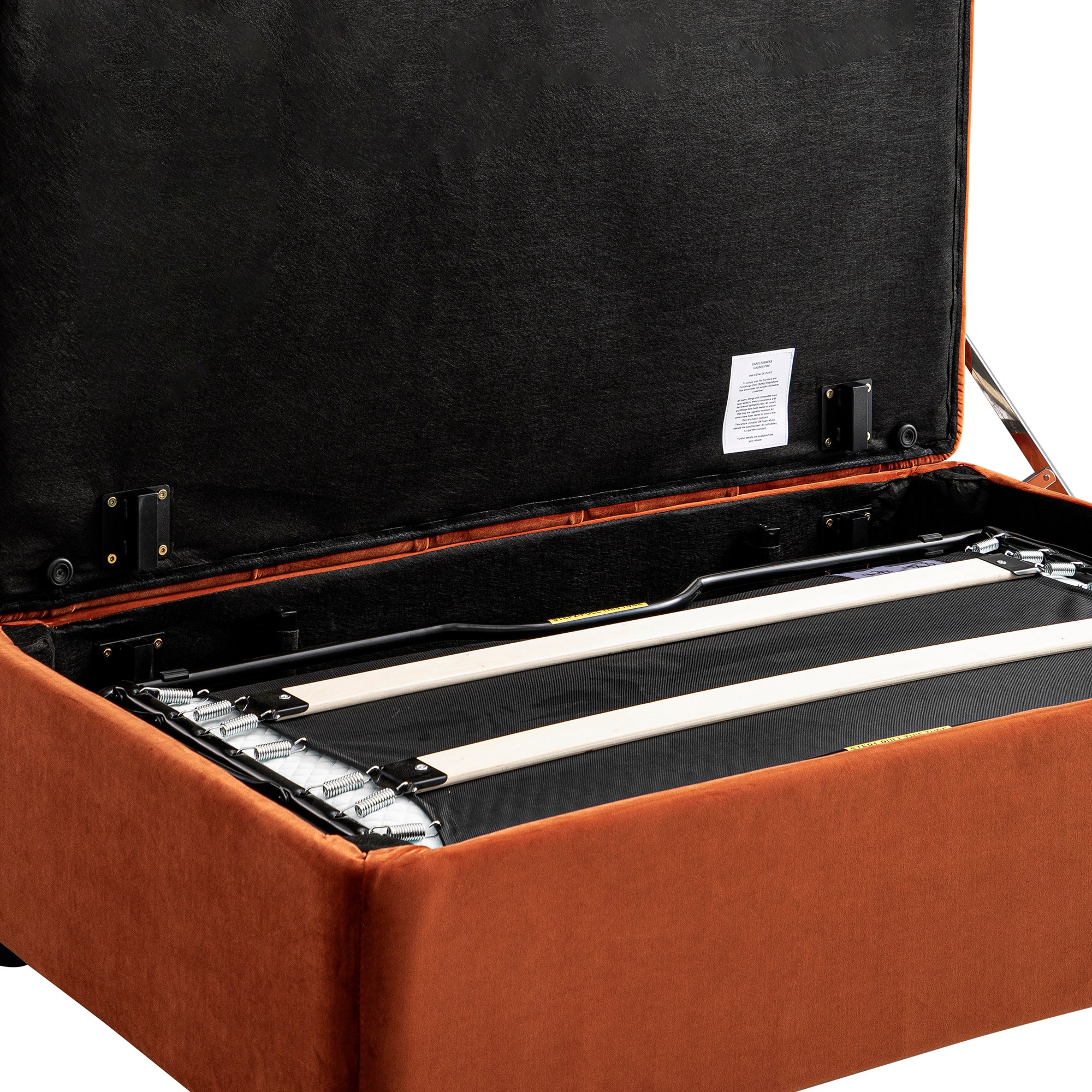 Portland Small Double Buttoned Fold-Out Bed in Ottoman, Rust Velvet - Image 19