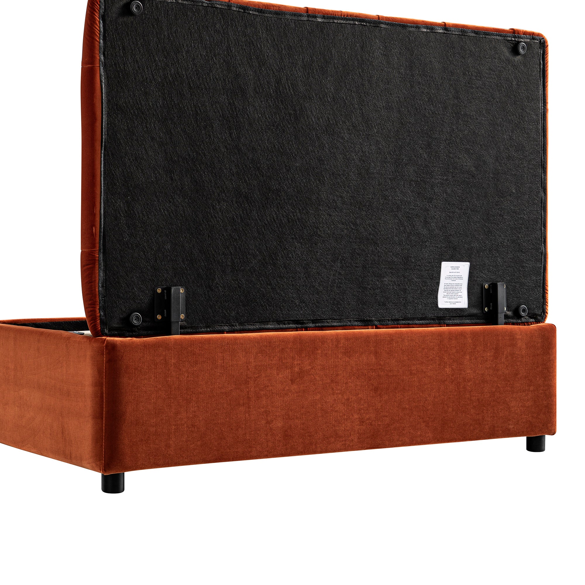 Portland Small Double Buttoned Fold-Out Bed in Ottoman, Rust Velvet - Image 20