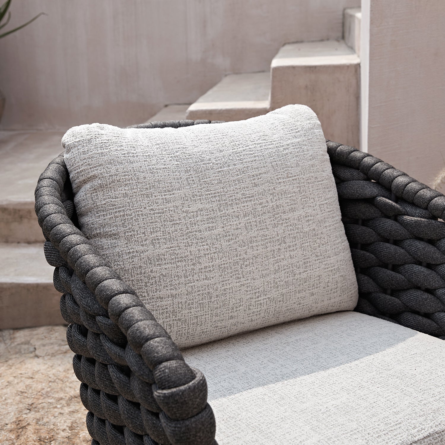 Positano Wide Rope Bistro Set, Grey - Image 5