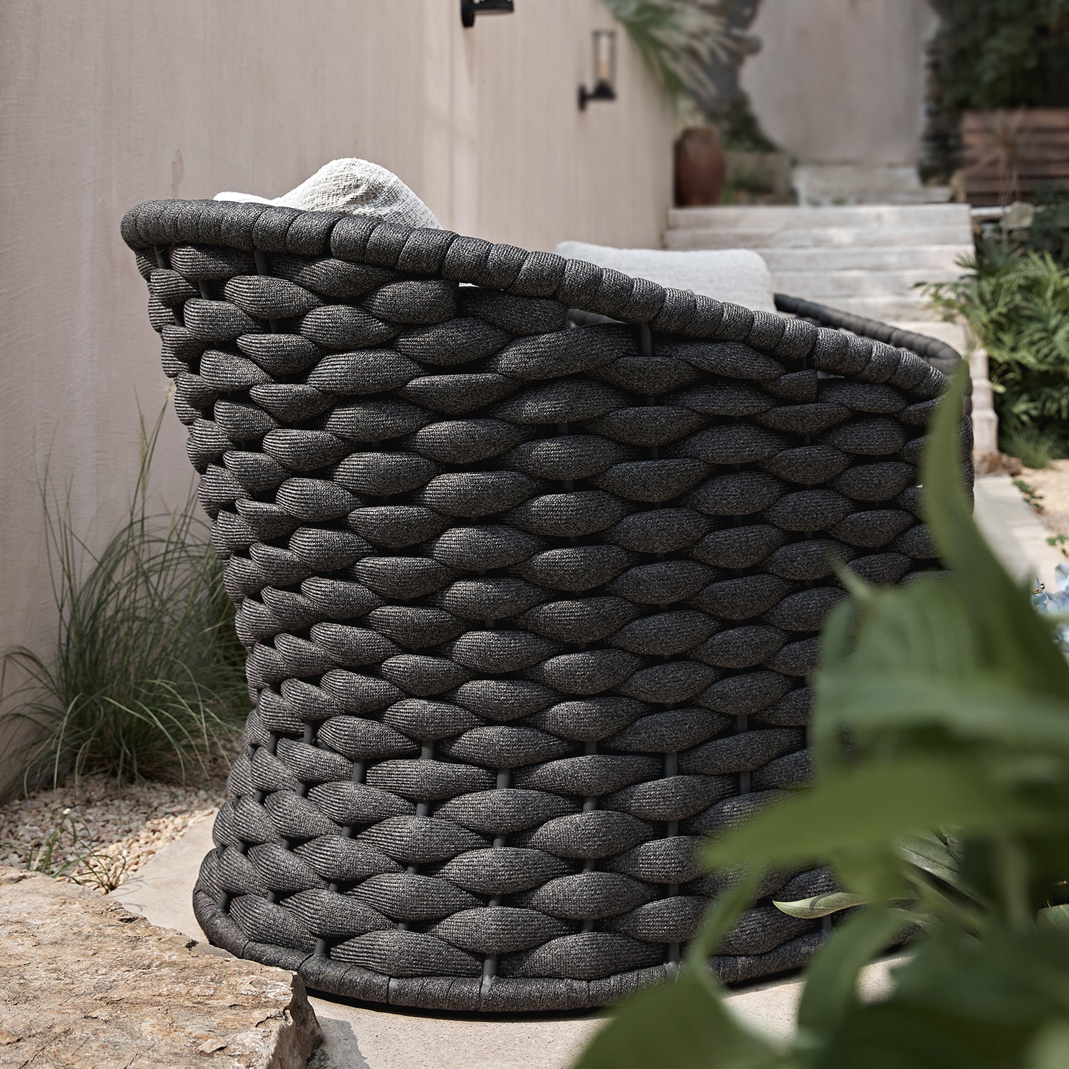 Positano Wide Rope Bistro Set, Grey - Image 6