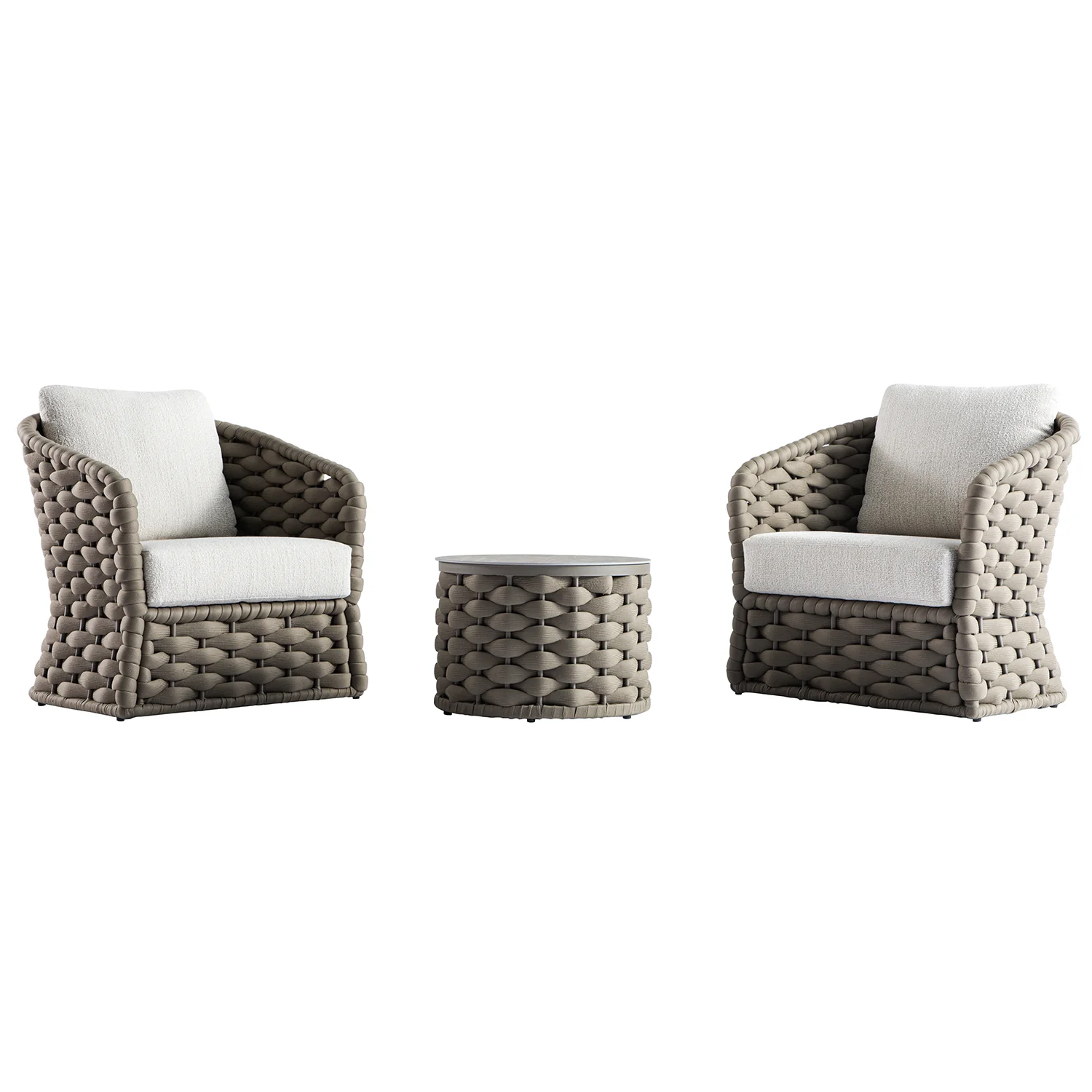 Positano Wide Rope Bistro Set, Taupe - Image 10