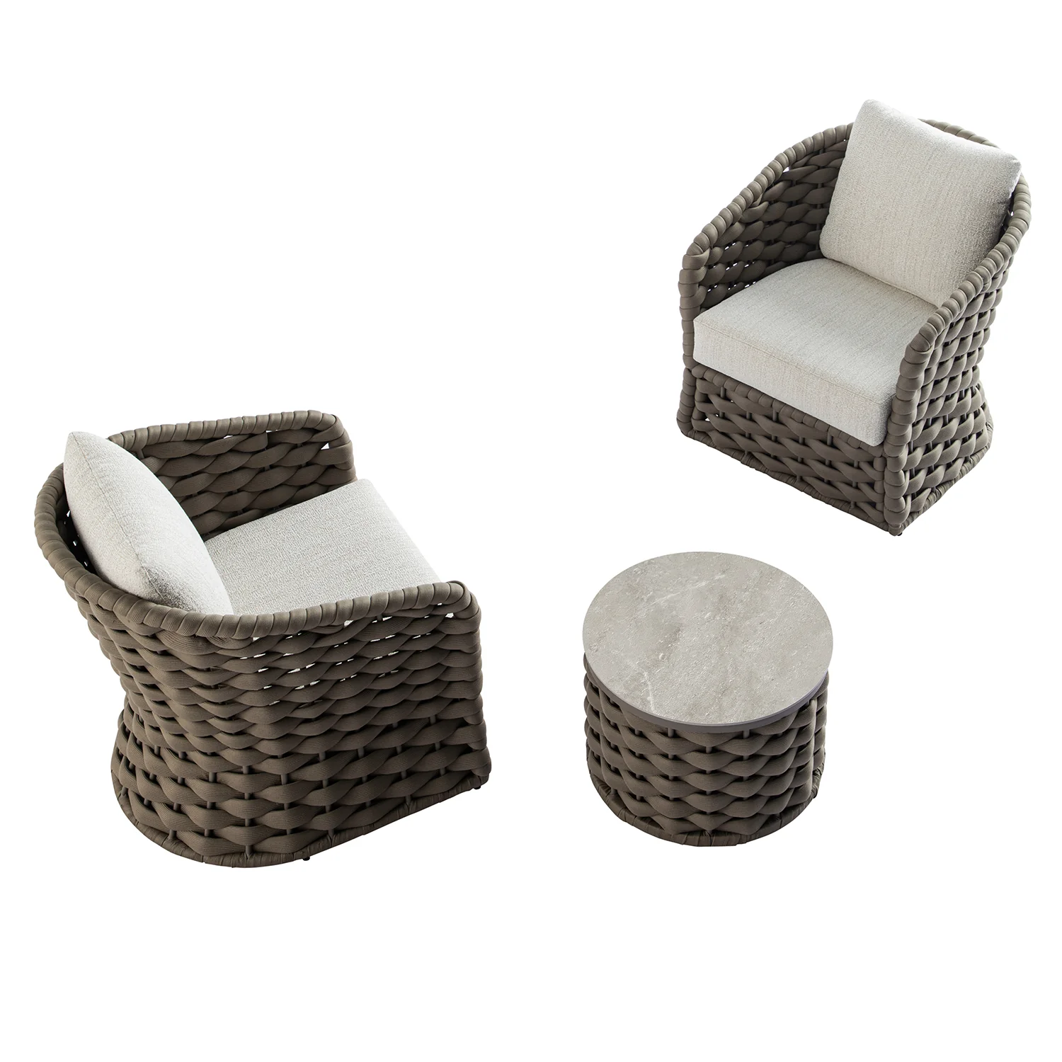 Positano Wide Rope Bistro Set, Taupe - Image 14