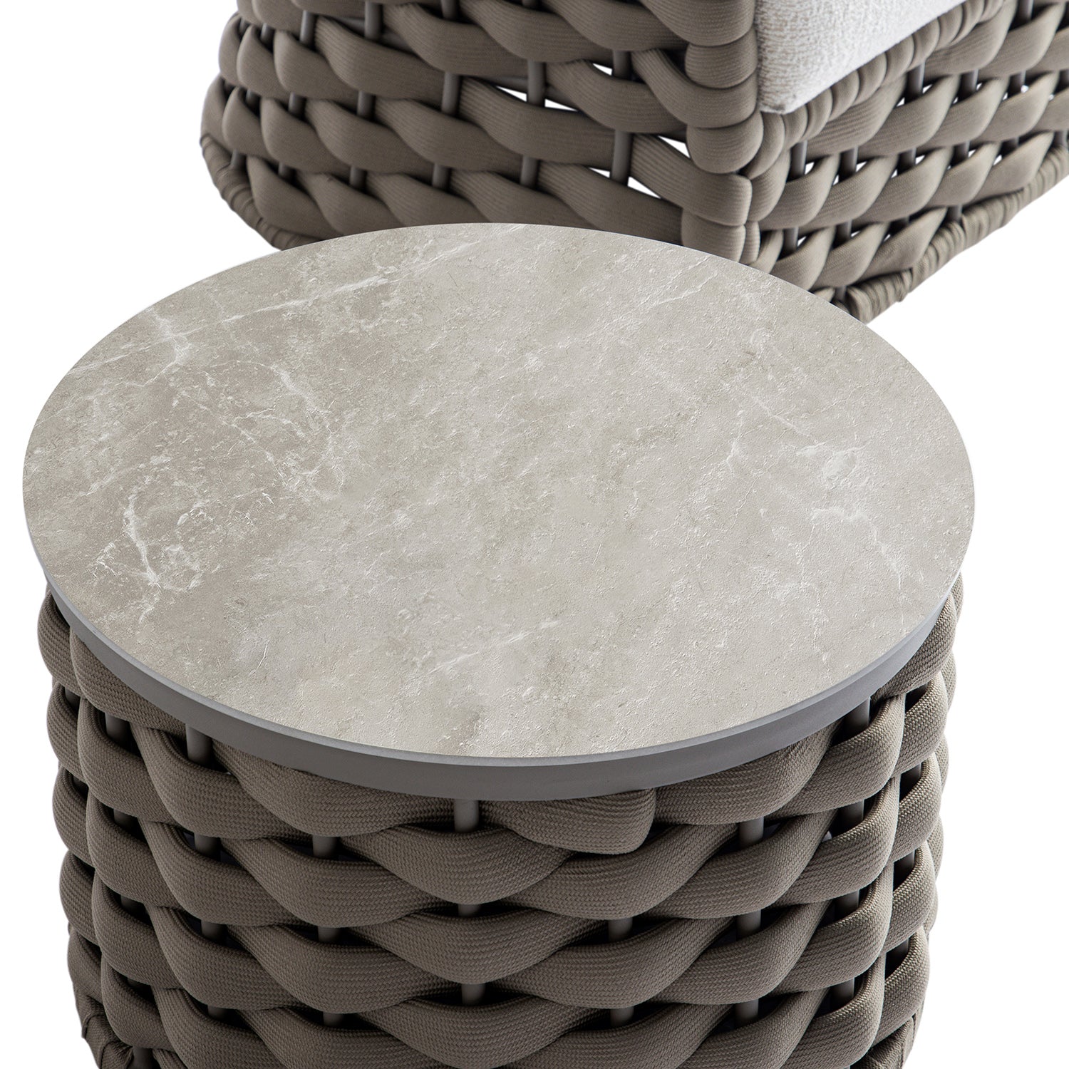 Positano Wide Rope Bistro Set, Taupe - Image 18