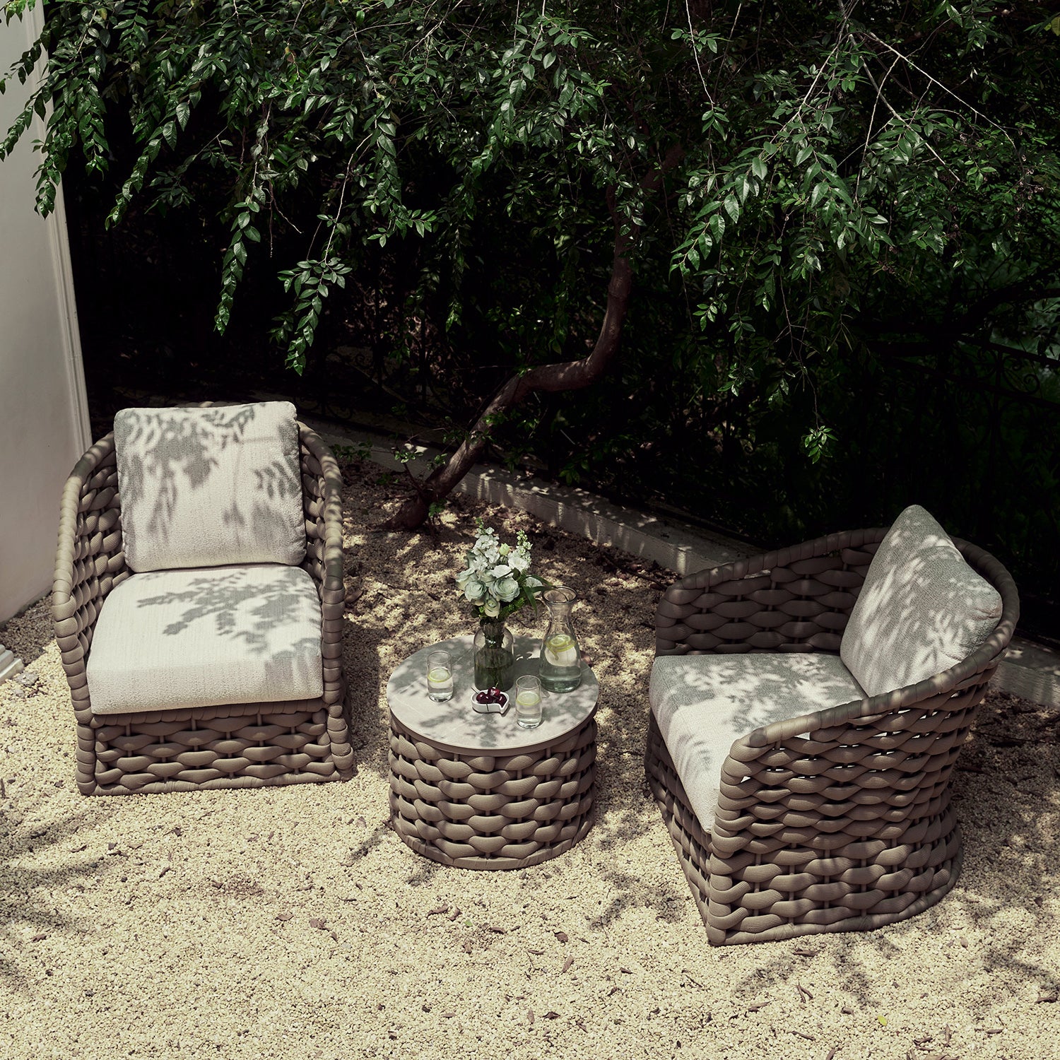 Positano Wide Rope Bistro Set, Taupe - Image 3
