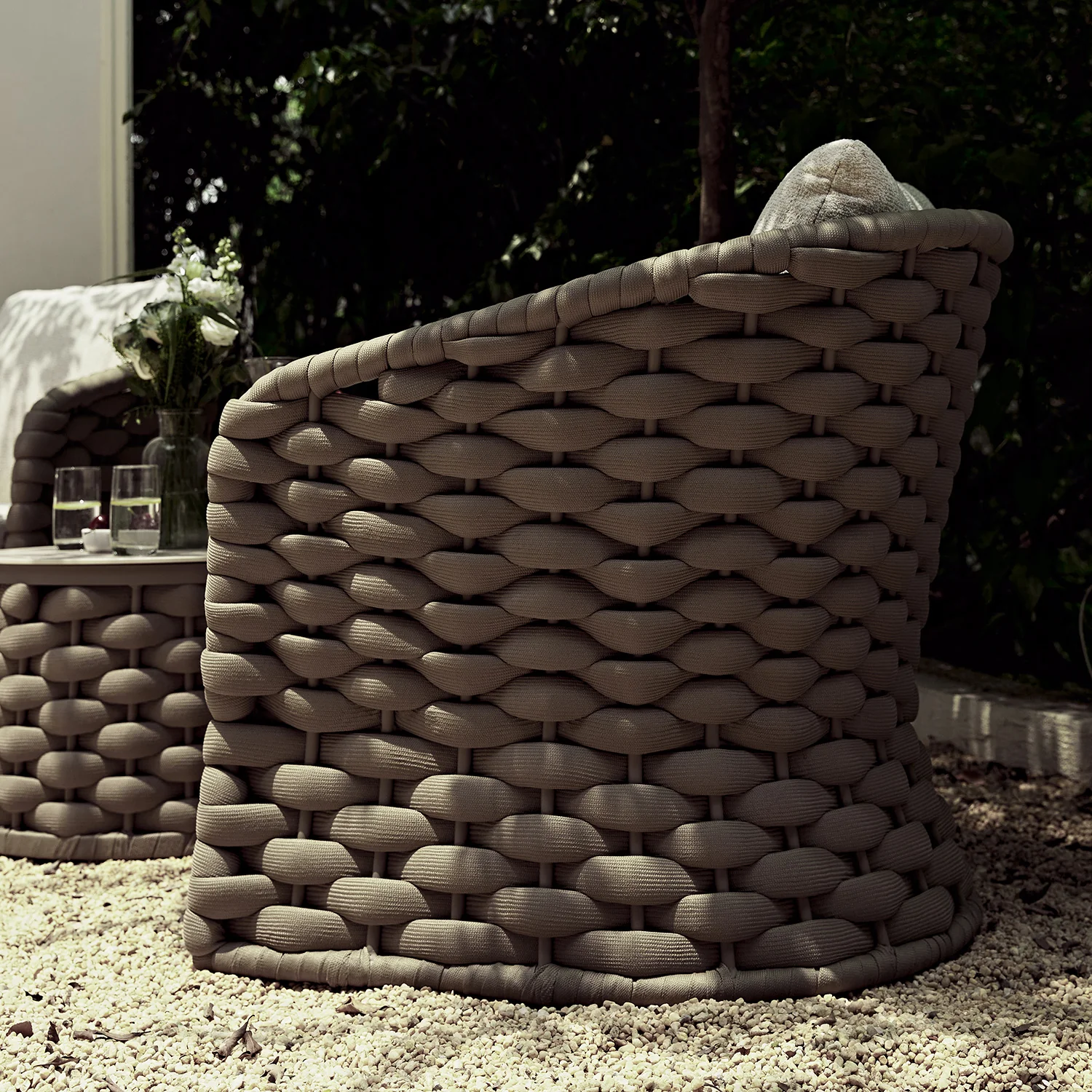 Positano Wide Rope Bistro Set, Taupe - Image 5