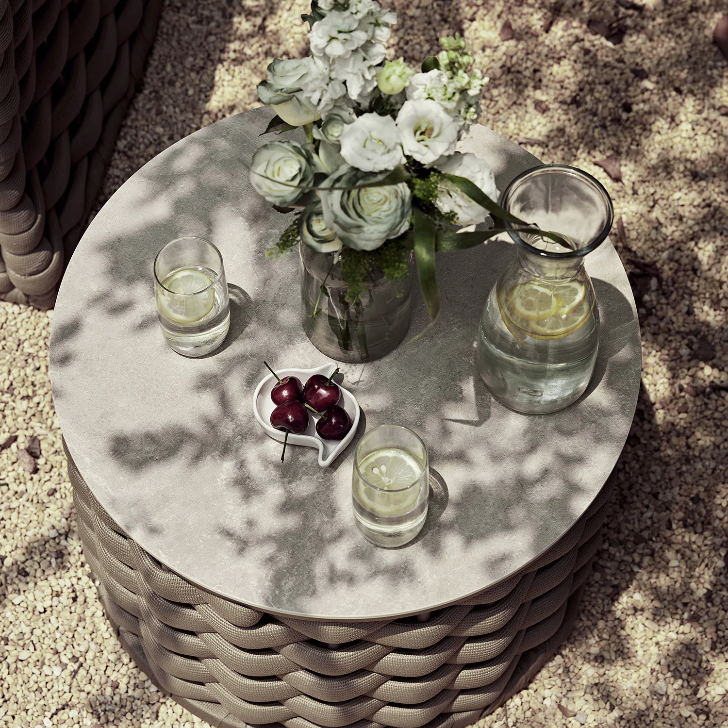 Positano Wide Rope Bistro Set, Taupe - Image 7