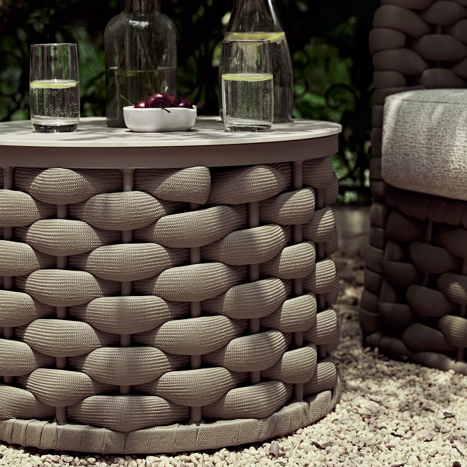 Positano Wide Rope Bistro Set, Taupe - Image 8