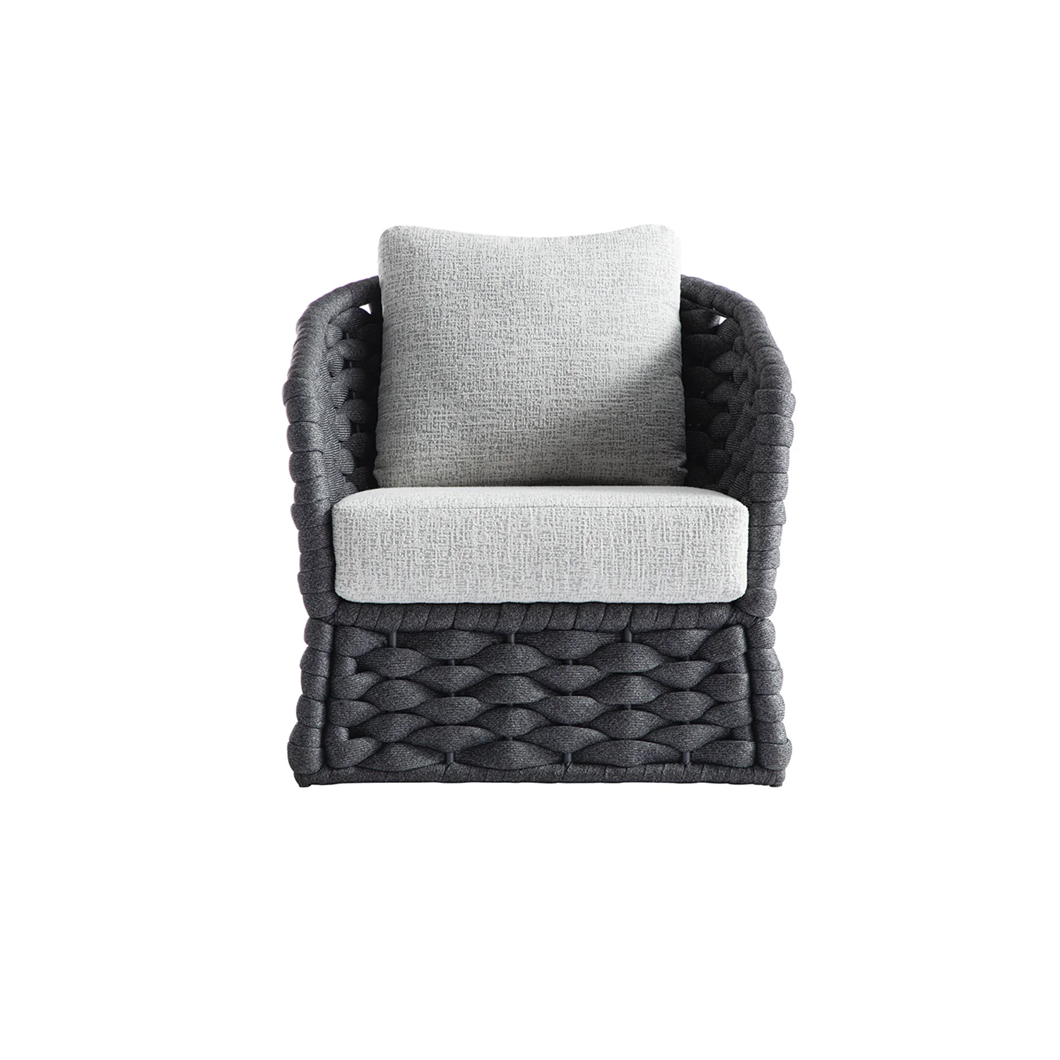 Positano Wide Rope Sofa Set with Nesting Coffee Tables, Grey - Image 12