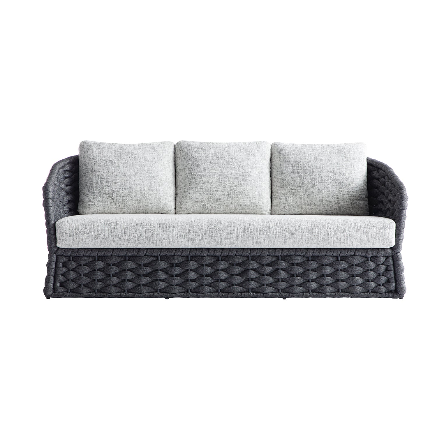 Positano Wide Rope Sofa Set with Nesting Coffee Tables, Grey - Image 7