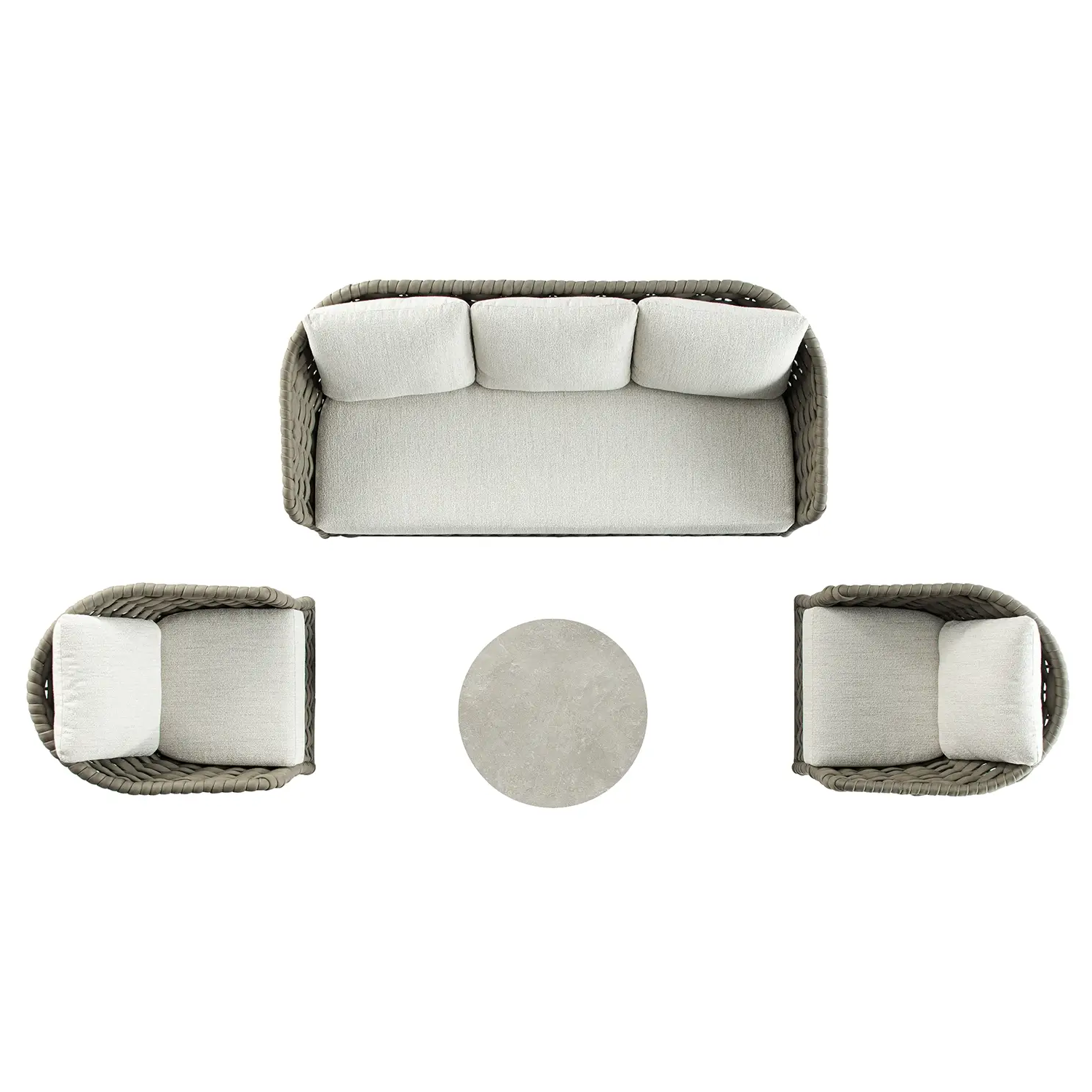 Positano Wide Rope Sofa Set with Nesting Coffee Tables, Taupe - Image 14