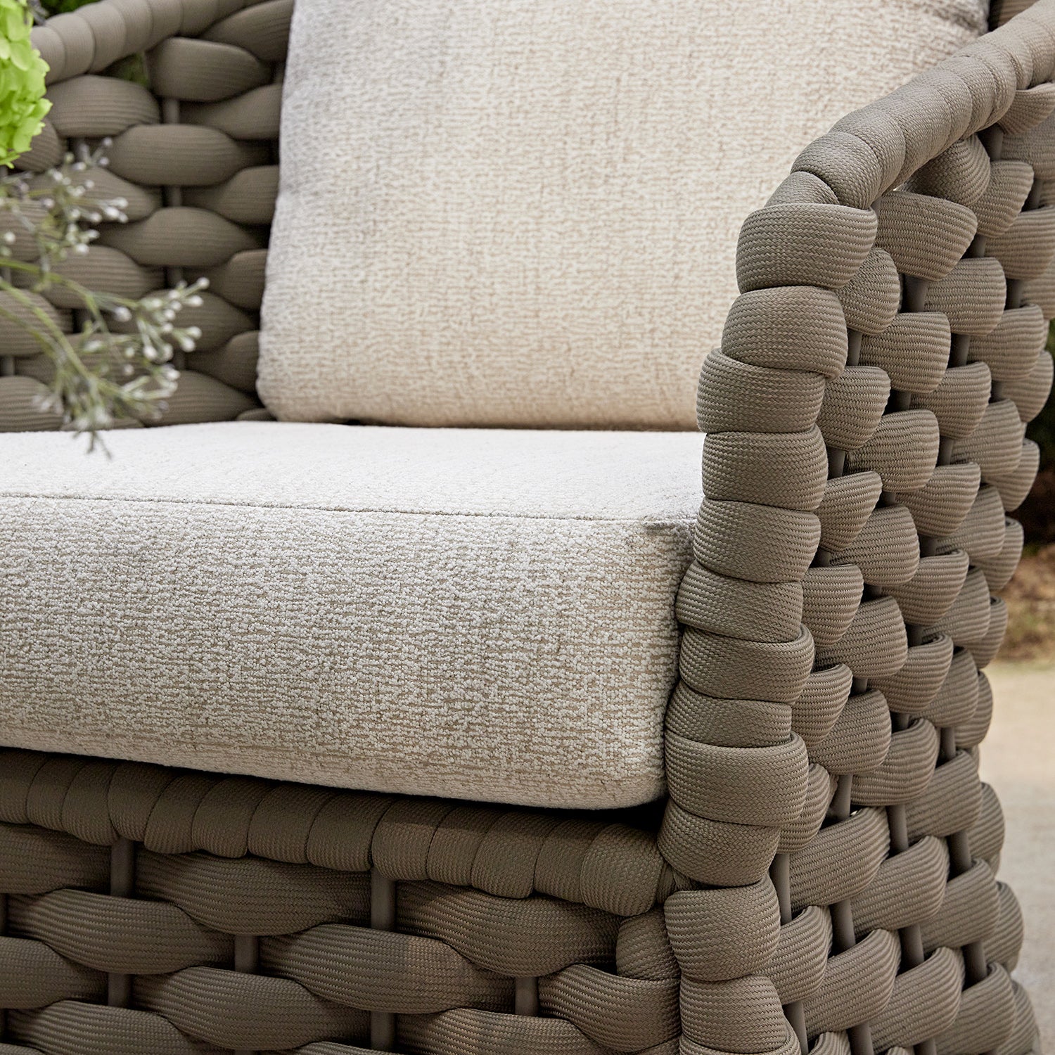 Positano Wide Rope Sofa Set with Nesting Coffee Tables, Taupe - Image 7