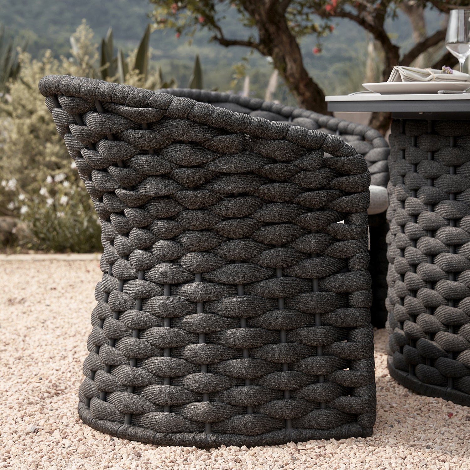 Positano Wide Rope 6-Seater Round Dining Set, Grey - Image 4