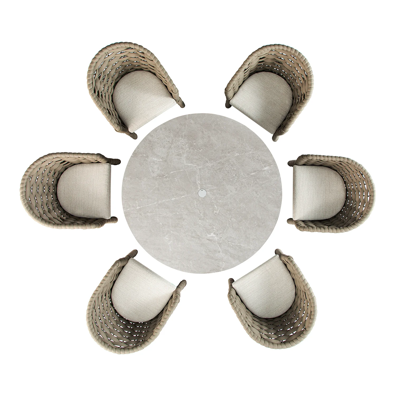 Positano Wide Rope 6-Seater Round Dining Set, Taupe - Image 13