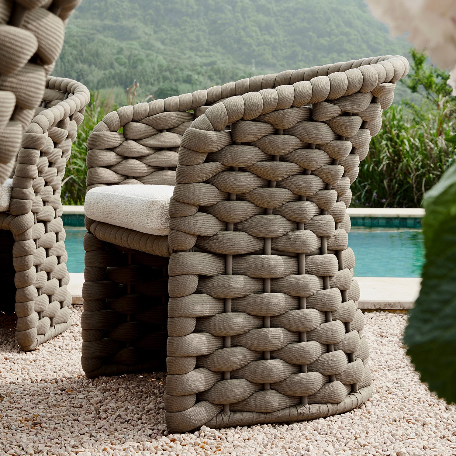 Positano Wide Rope 6-Seater Round Dining Set, Taupe - Image 8