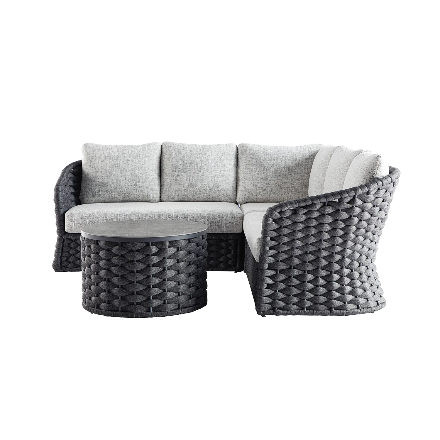Positano Wide Rope Corner Sofa Set, Grey - Image 2