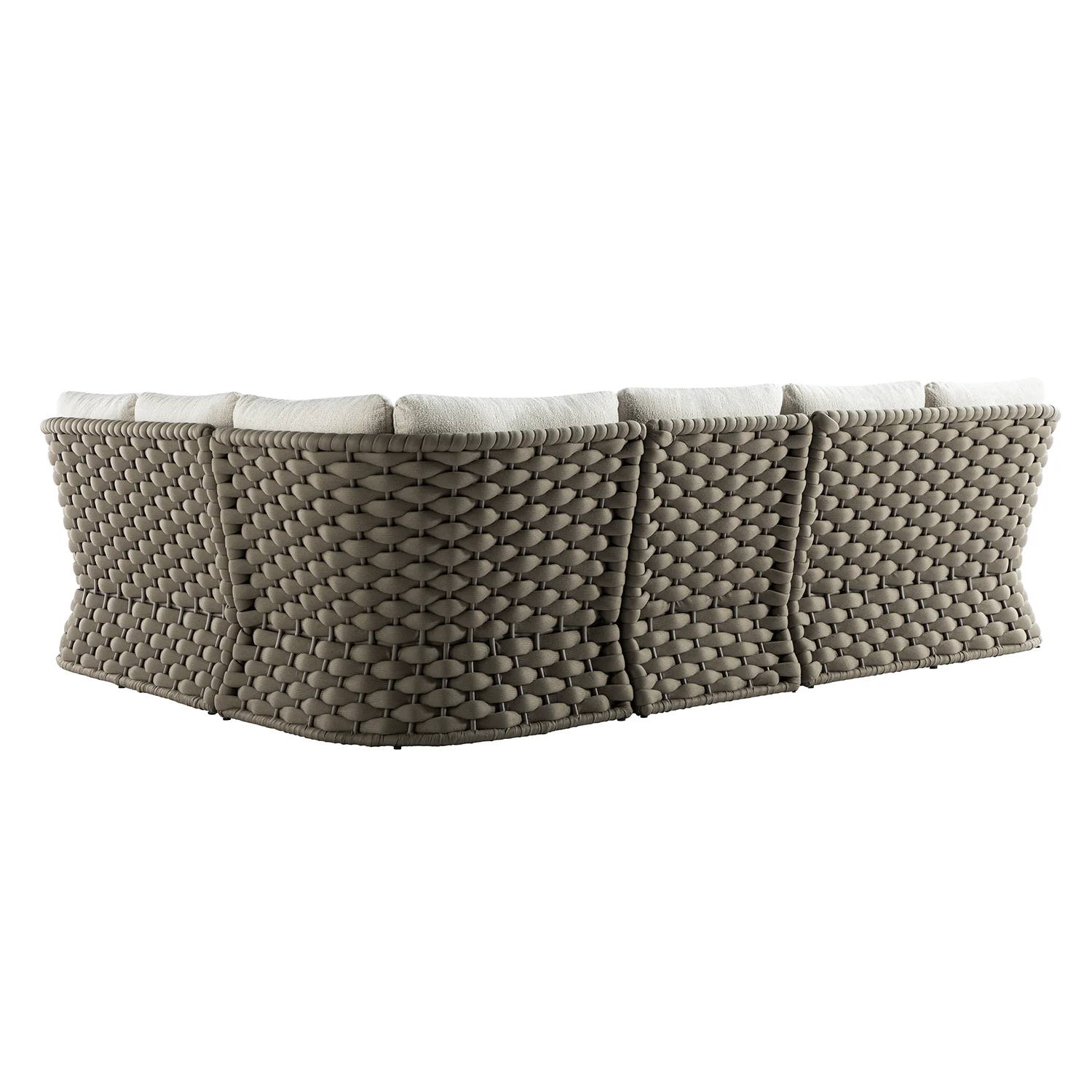 Positano Wide Rope Large Corner Casual Dining Set | Rising Table, Taupe - Image 6