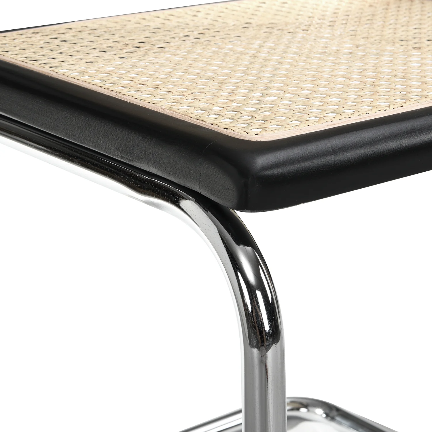 Rayna Pair of 2 Solid Beech Dining Chairs with Armrests, Natural Cane & Chrome (Black) - Image 10