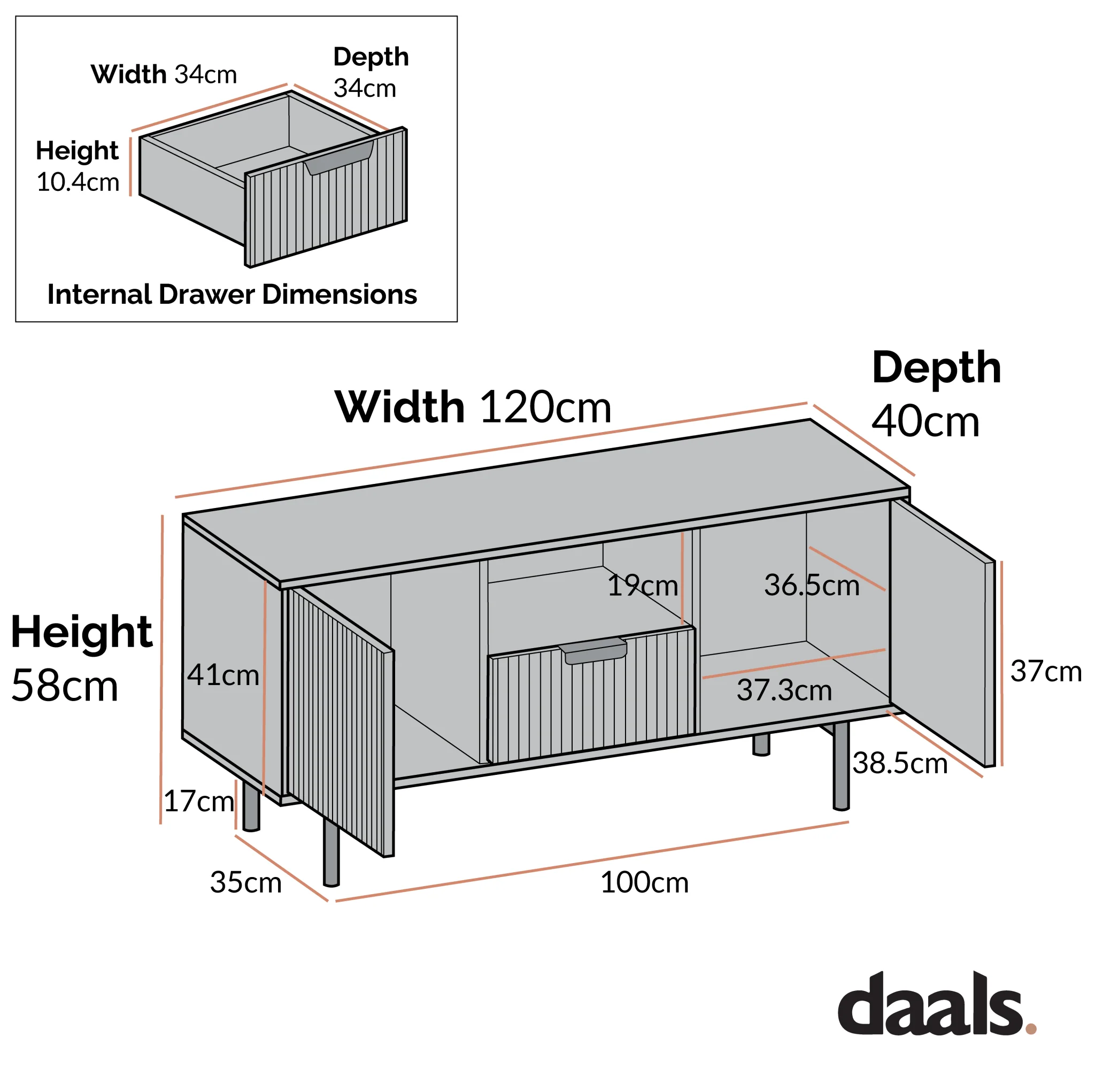 Richmond Ridged 120cm Wide TV Media Unit, Matte White - Image 5