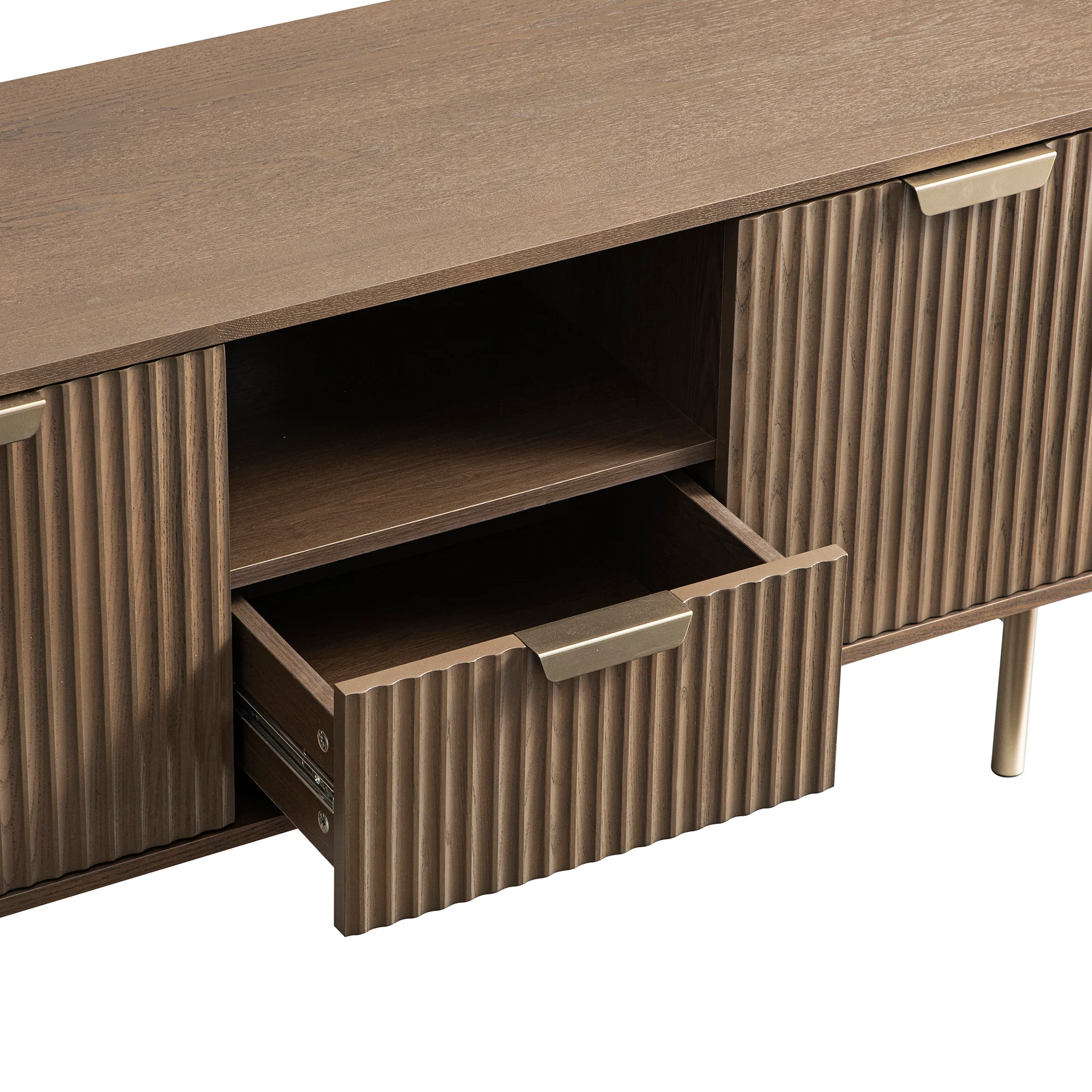 Richmond Ridged 120cm Wide TV Media Unit, Dark Ash - Image 8