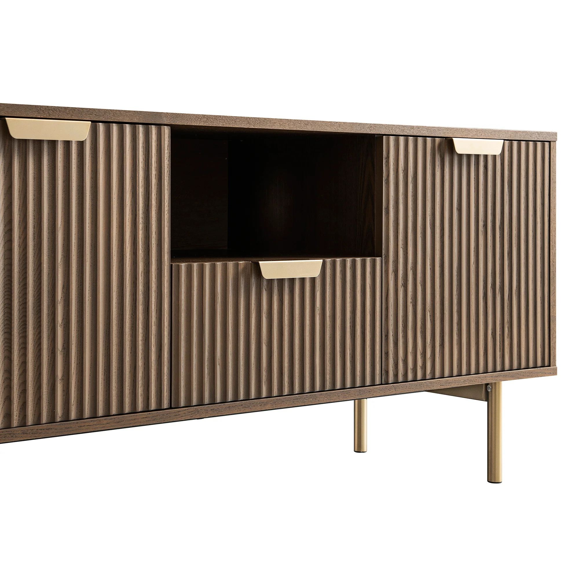 Richmond Ridged 120cm Wide TV Media Unit, Dark Ash - Image 9