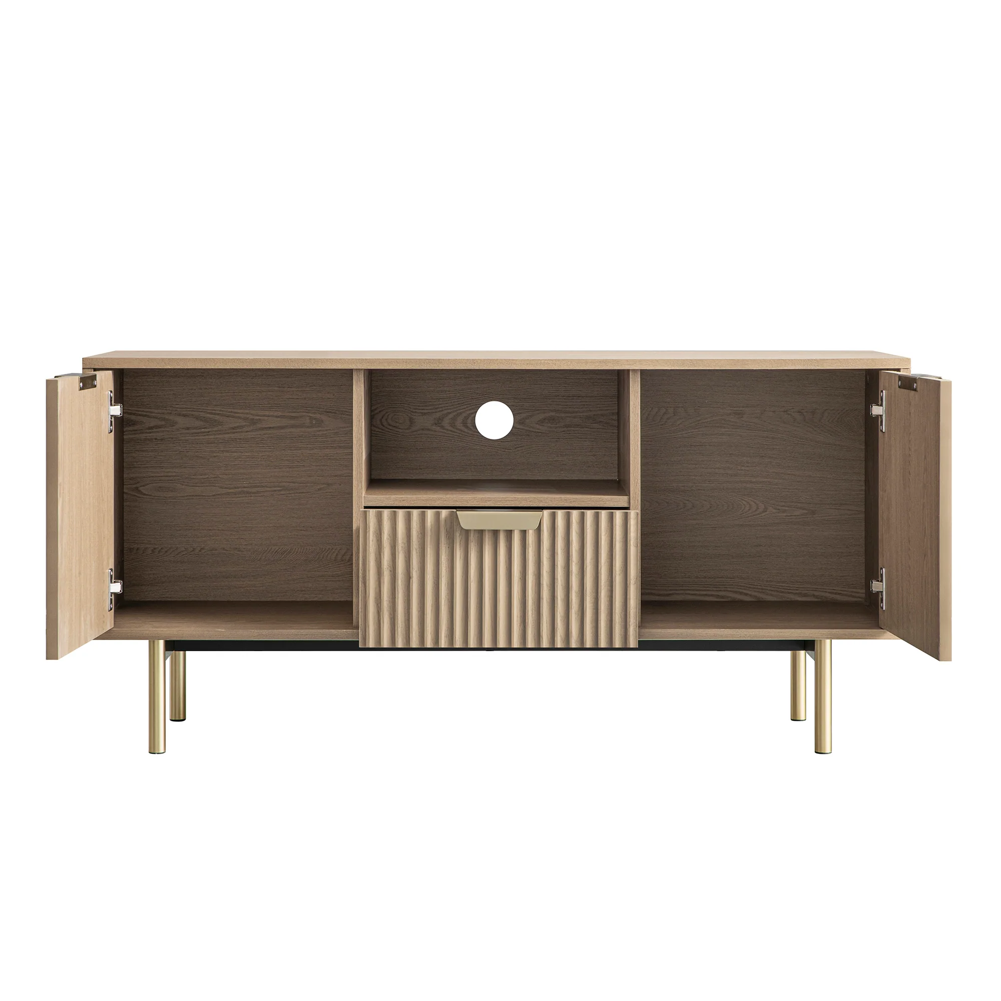 Richmond Ridged 120cm Wide TV Media Unit, Light Ash - Image 11