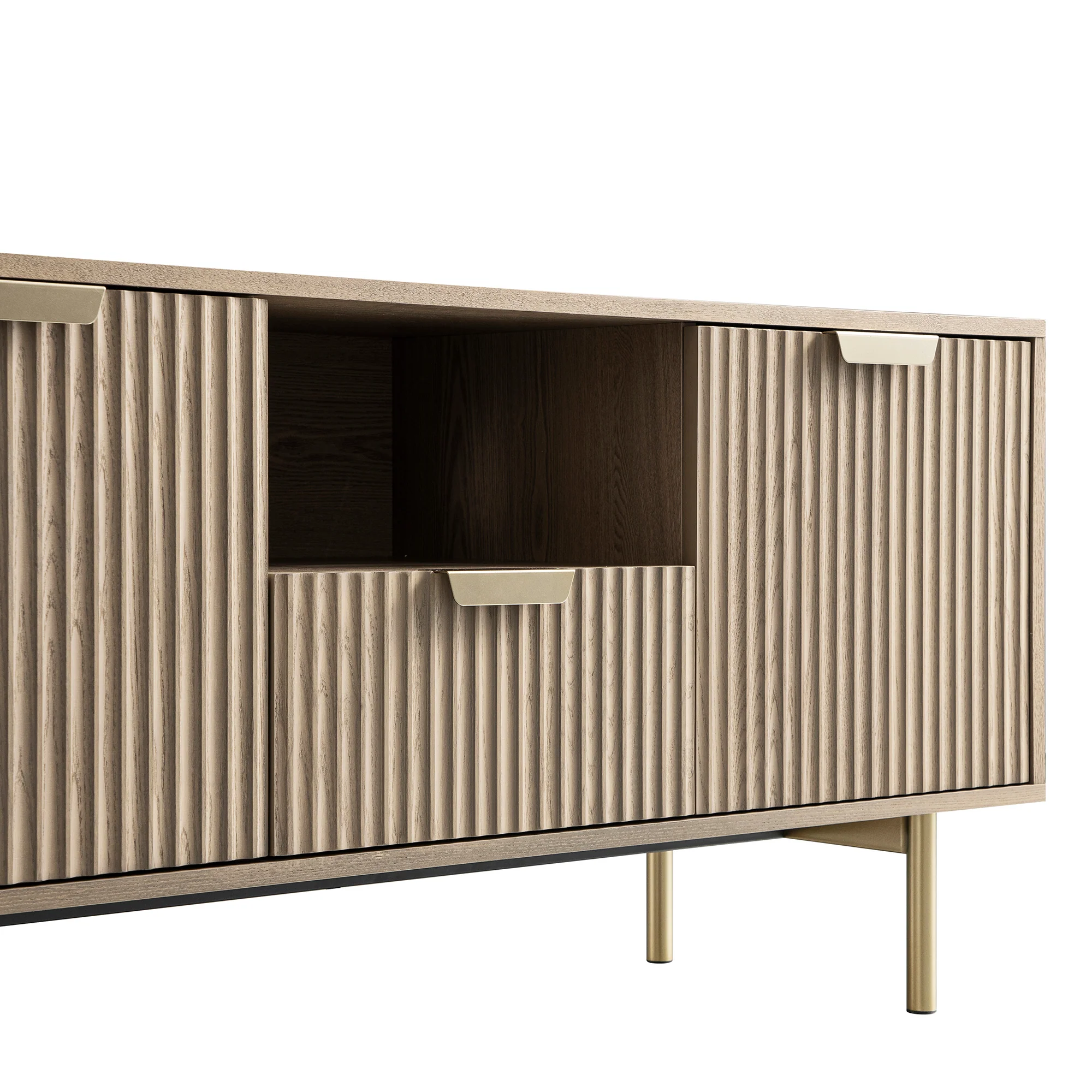 Richmond Ridged 120cm Wide TV Media Unit, Light Ash - Image 15