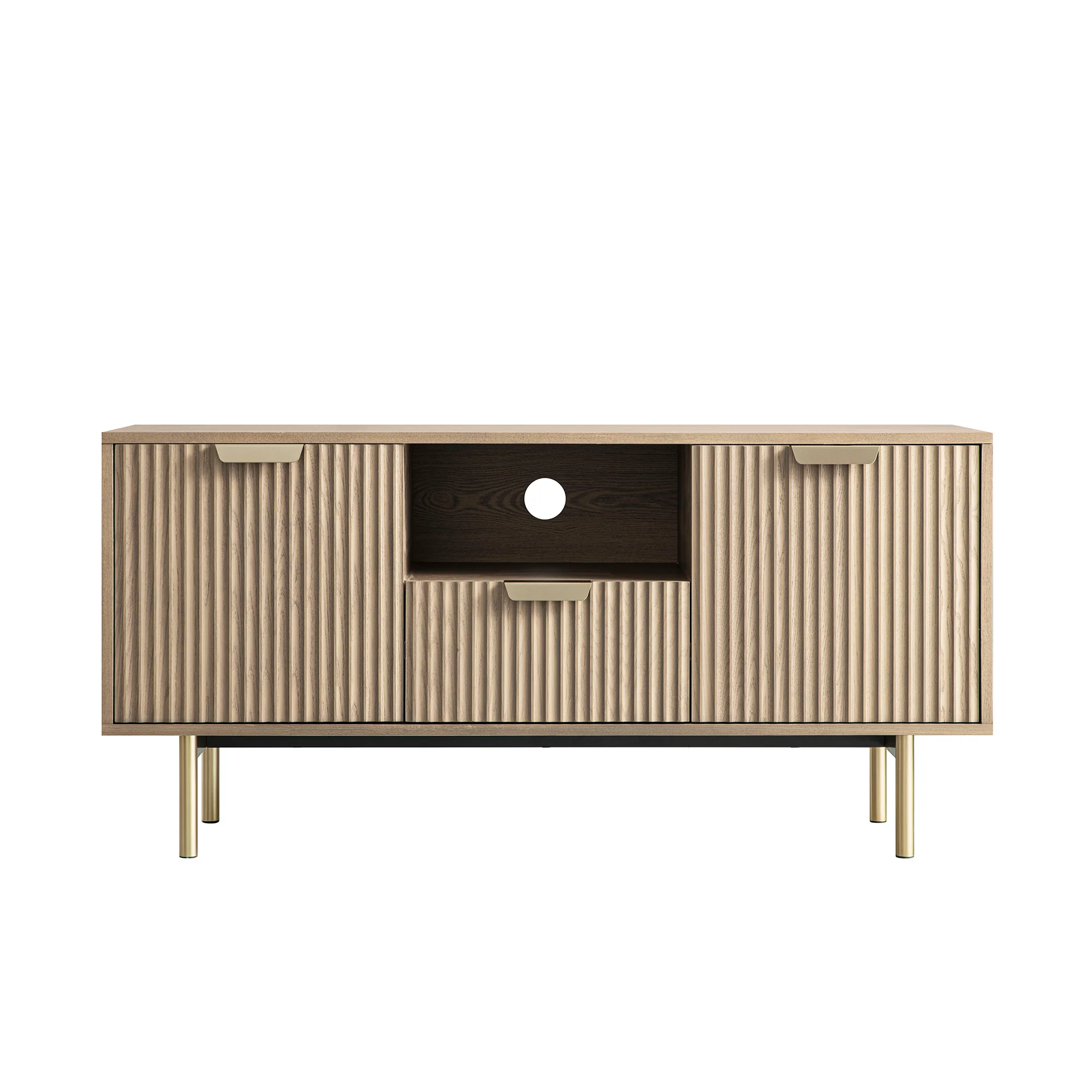 Richmond Ridged 120cm Wide TV Media Unit, Light Ash - Image 7