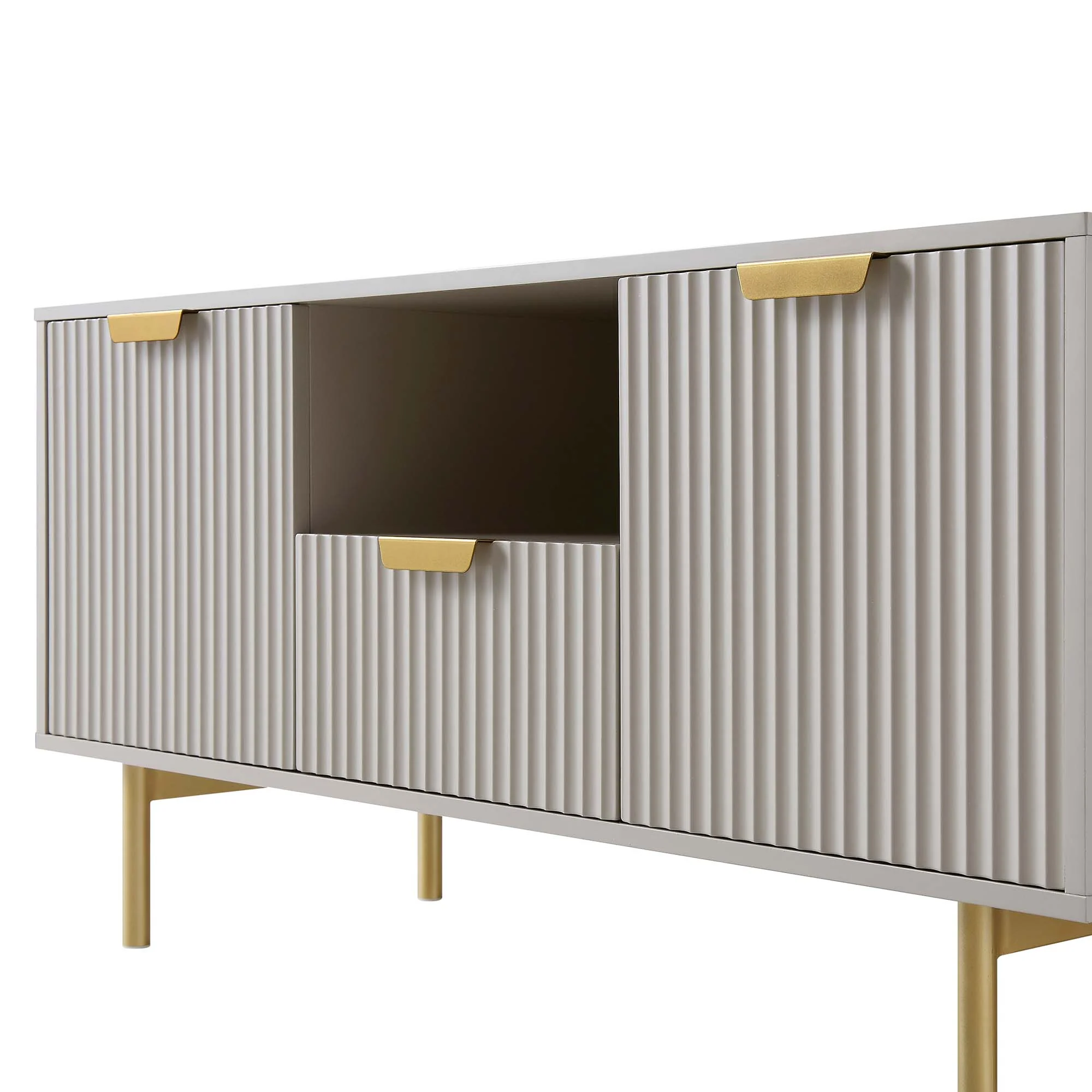 Richmond Ridged 120cm Wide TV Media Unit, Matte Taupe - Image 10