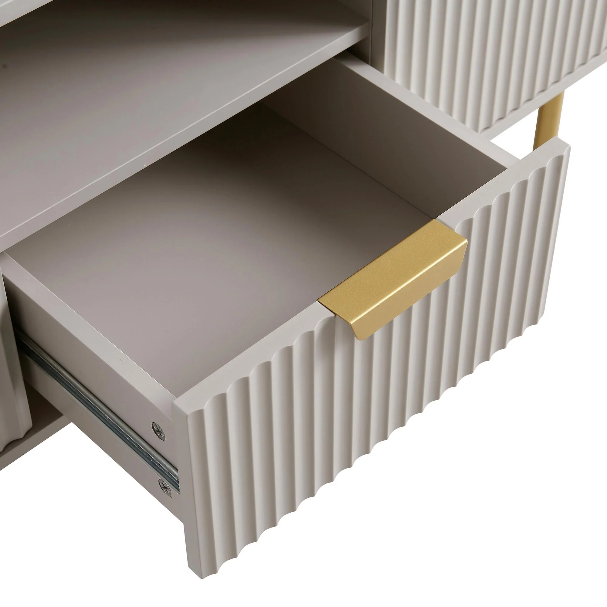 Richmond Ridged 120cm Wide TV Media Unit, Matte Taupe - Image 11