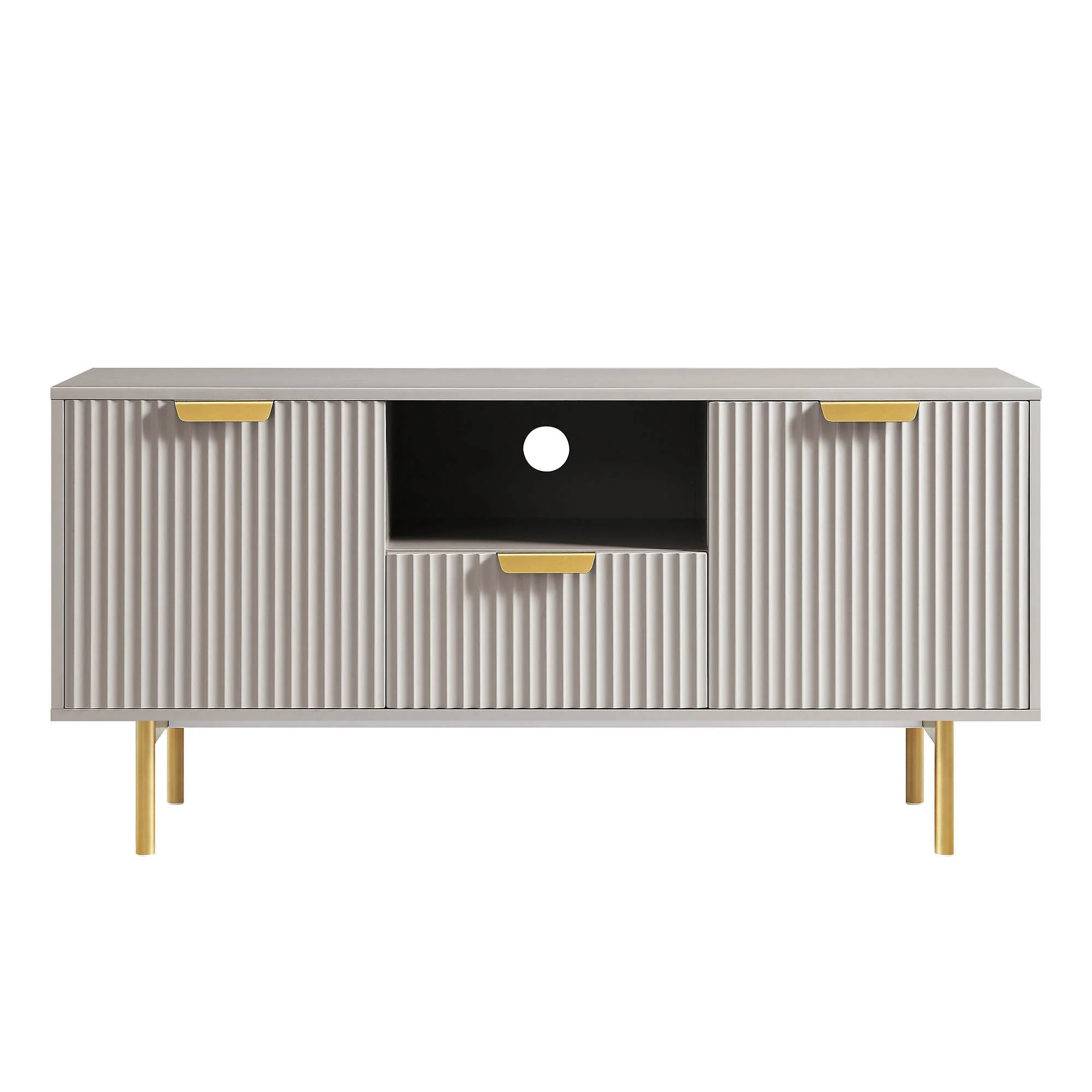 Richmond Ridged 120cm Wide TV Media Unit, Matte Taupe - Image 4