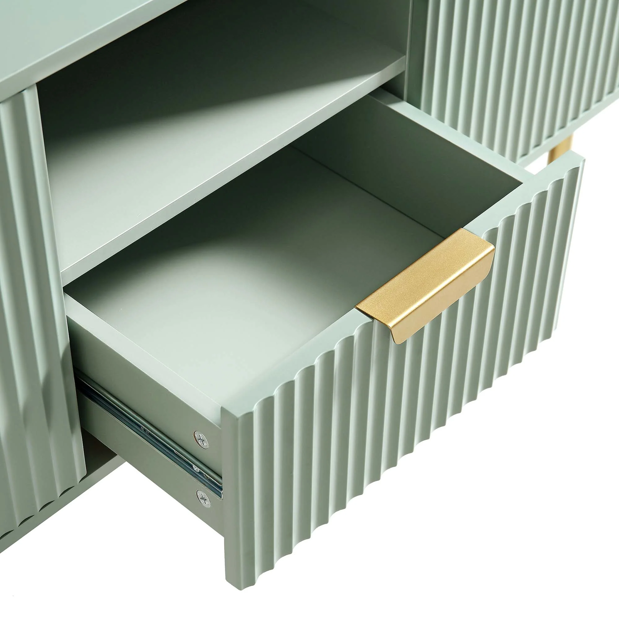 Richmond Ridged 120cm Wide TV Media Unit, Matte Sage Green - Image 10