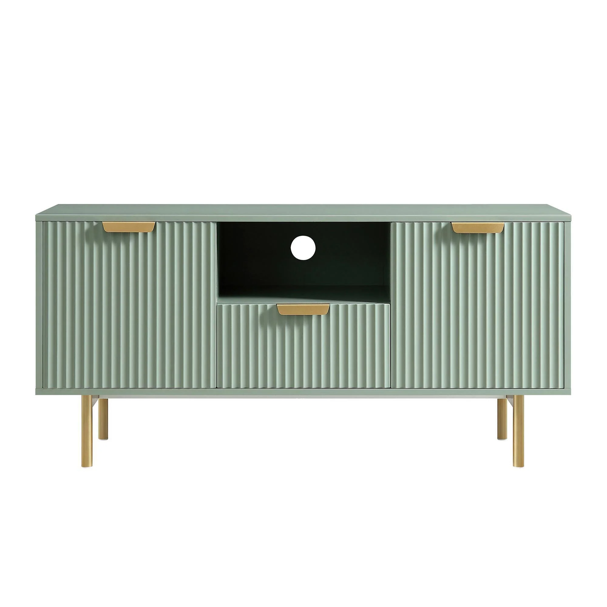 Richmond Ridged 120cm Wide TV Media Unit, Matte Sage Green - Image 3