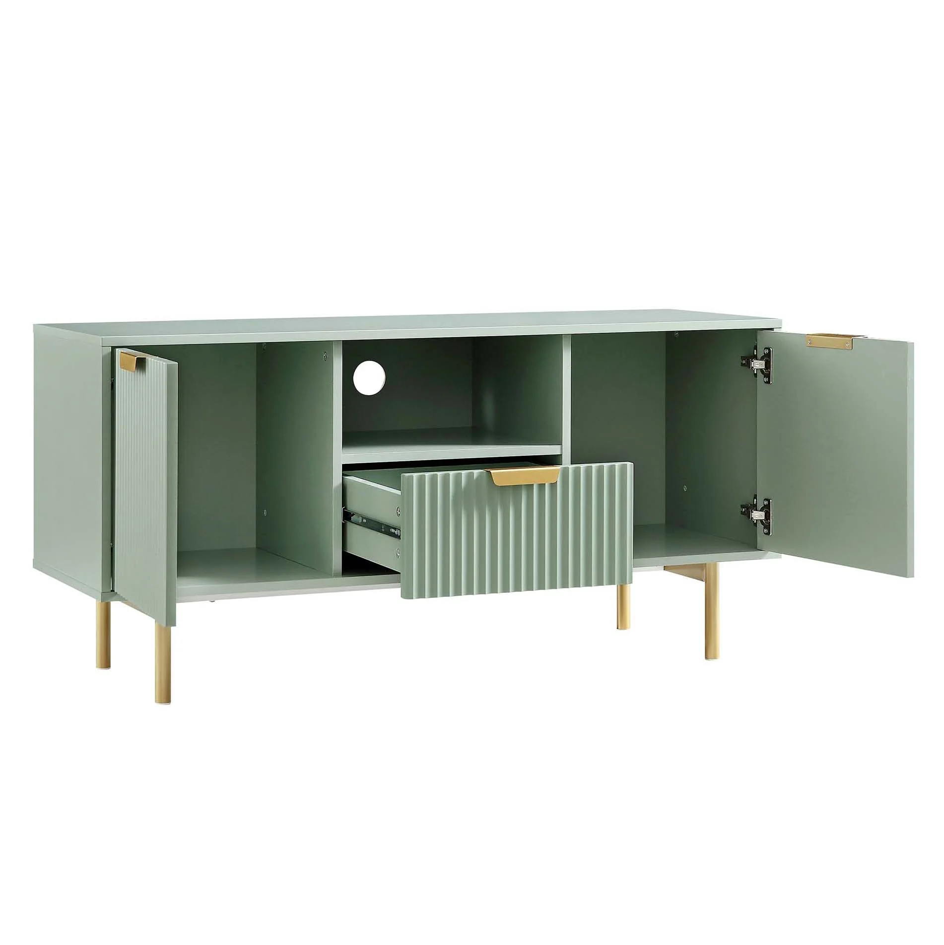 Richmond Ridged 120cm Wide TV Media Unit, Matte Sage Green - Image 6