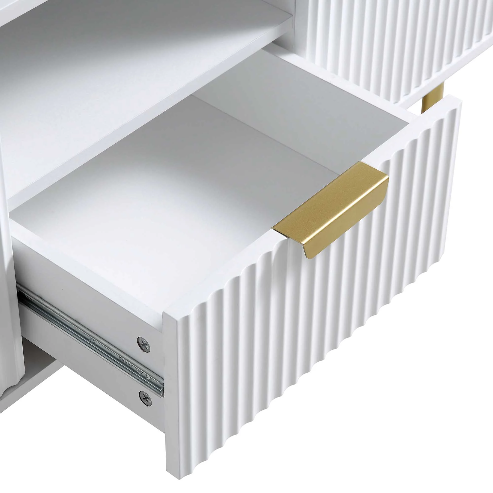 Richmond Ridged 120cm Wide TV Media Unit, Matte White - Image 10