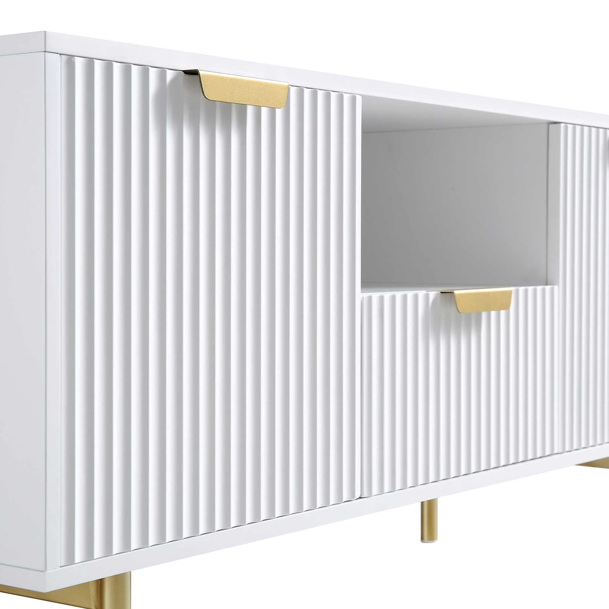 Richmond Ridged 120cm Wide TV Media Unit, Matte White - Image 9