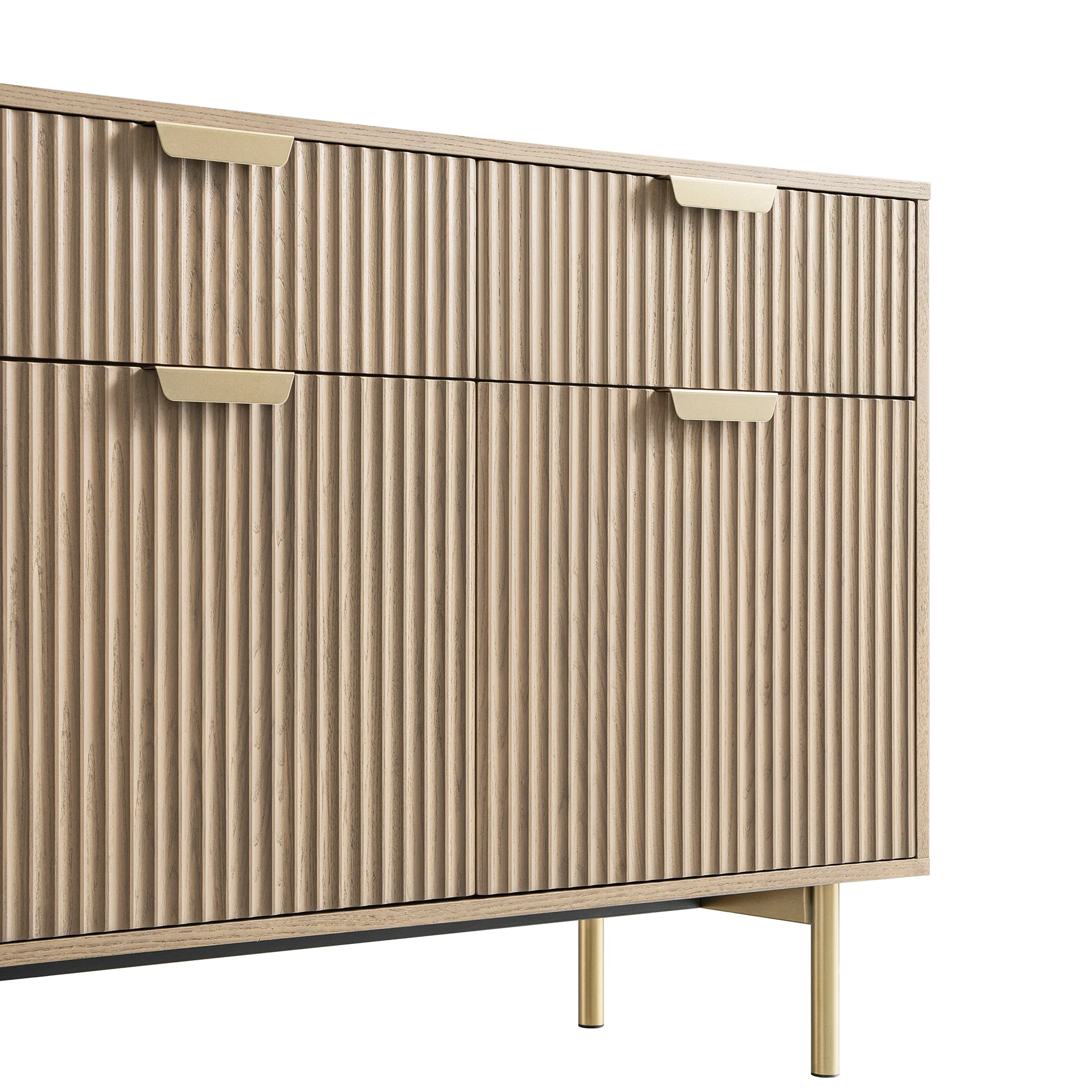 Richmond Ridged 2-Door Cabinet with Drawers, Light Ash - Image 13