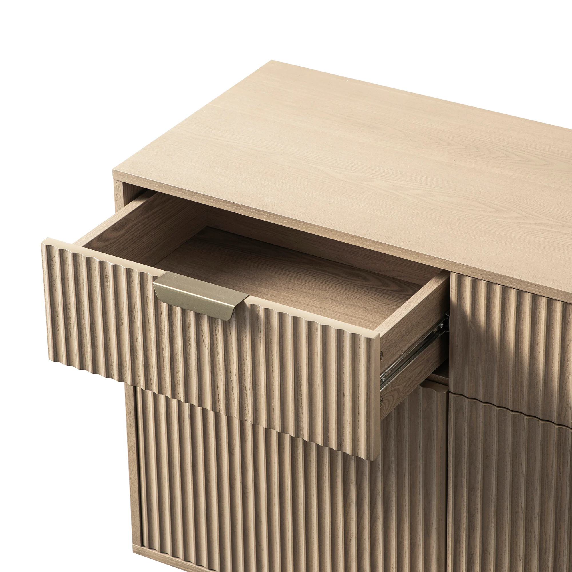 Richmond Ridged 2-Door Cabinet with Drawers, Light Ash - Image 14
