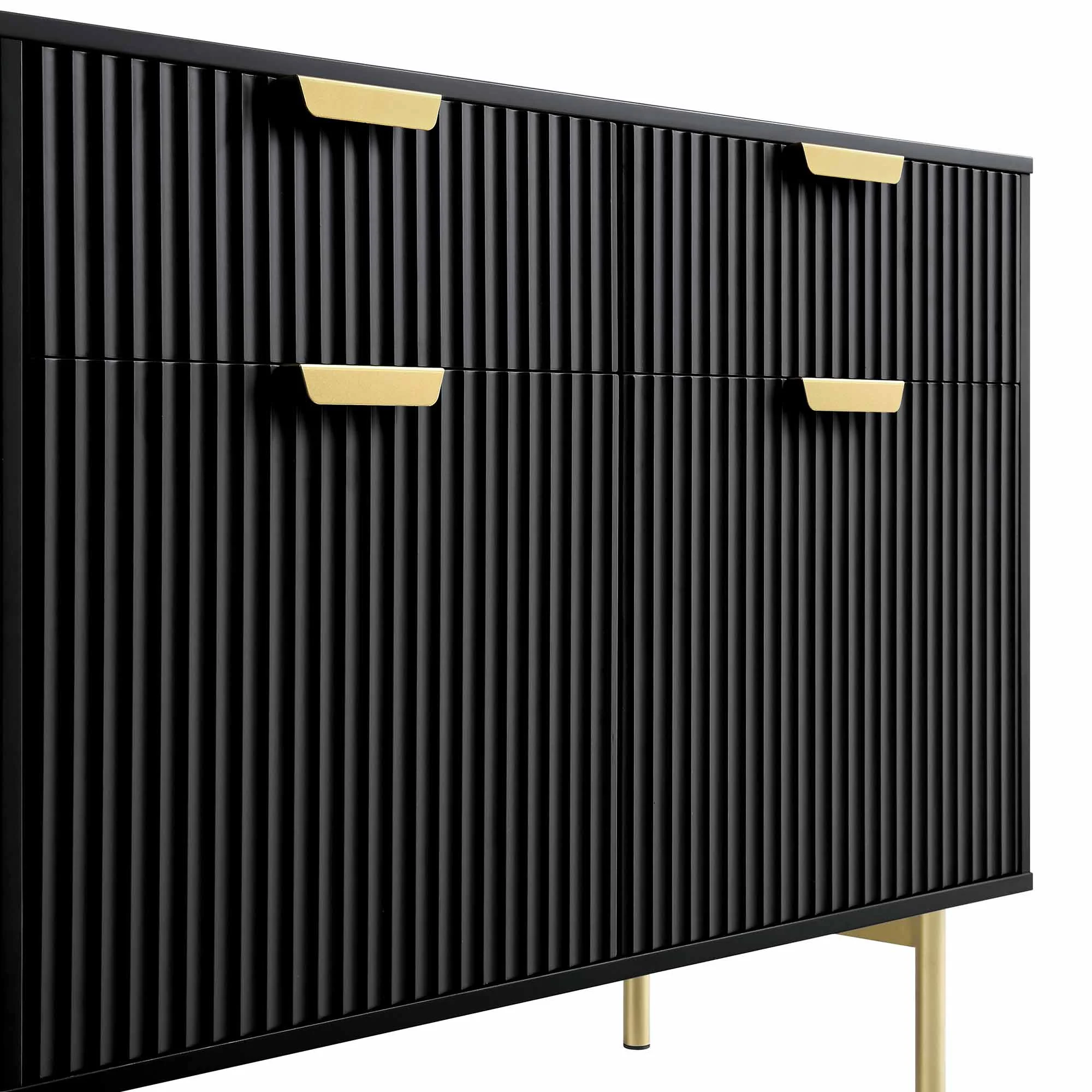 Richmond Ridged 2-Door Cabinet with Drawers, Matte Black - Image 10