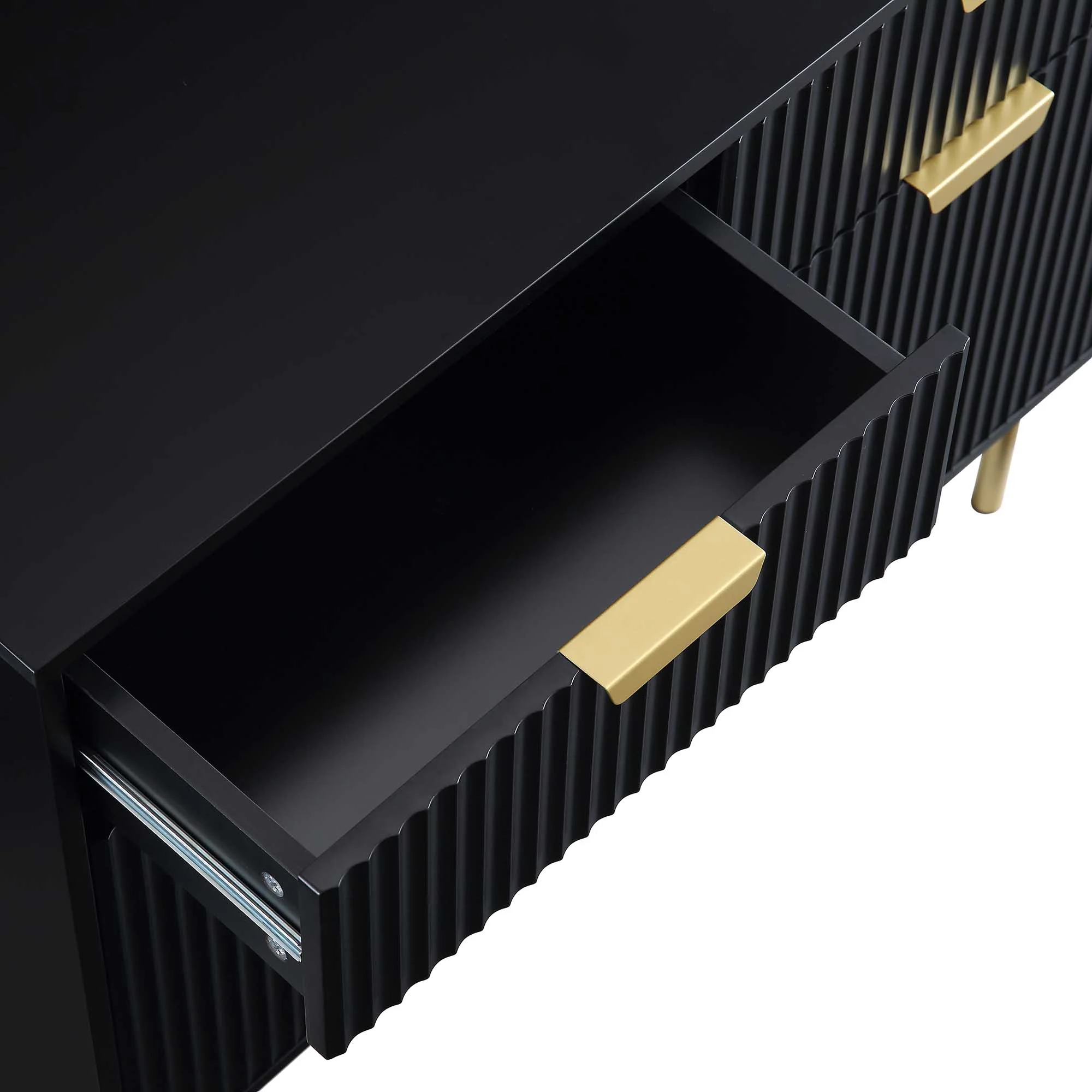 Richmond Ridged 2-Door Cabinet with Drawers, Matte Black - Image 11